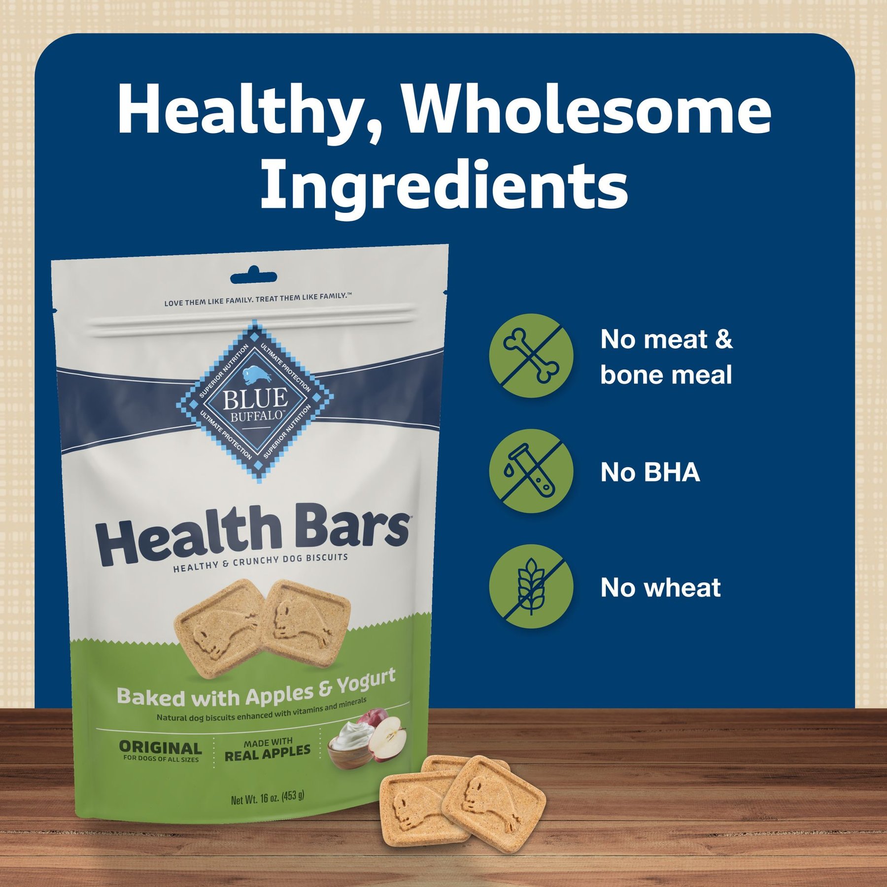 Blue Buffalo Health Bars Baked with Apples & Yogurt Dog Treats