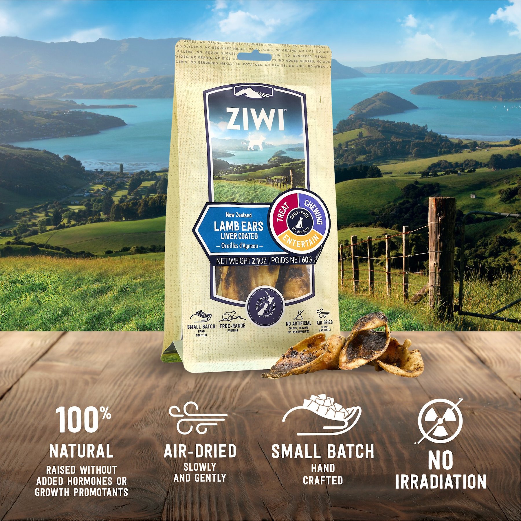 ZIWI Lamb Ears Liver Coated Dog Treats, 2.1-oz bag