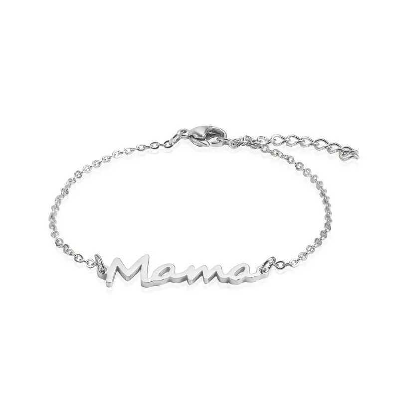 Chain WANZHI Stainless Steel Bracelets Letter Mama Pendant Chains Fashion Charms Bracelet for Women Party Jewelry Mothers Day Gifts Y240420
