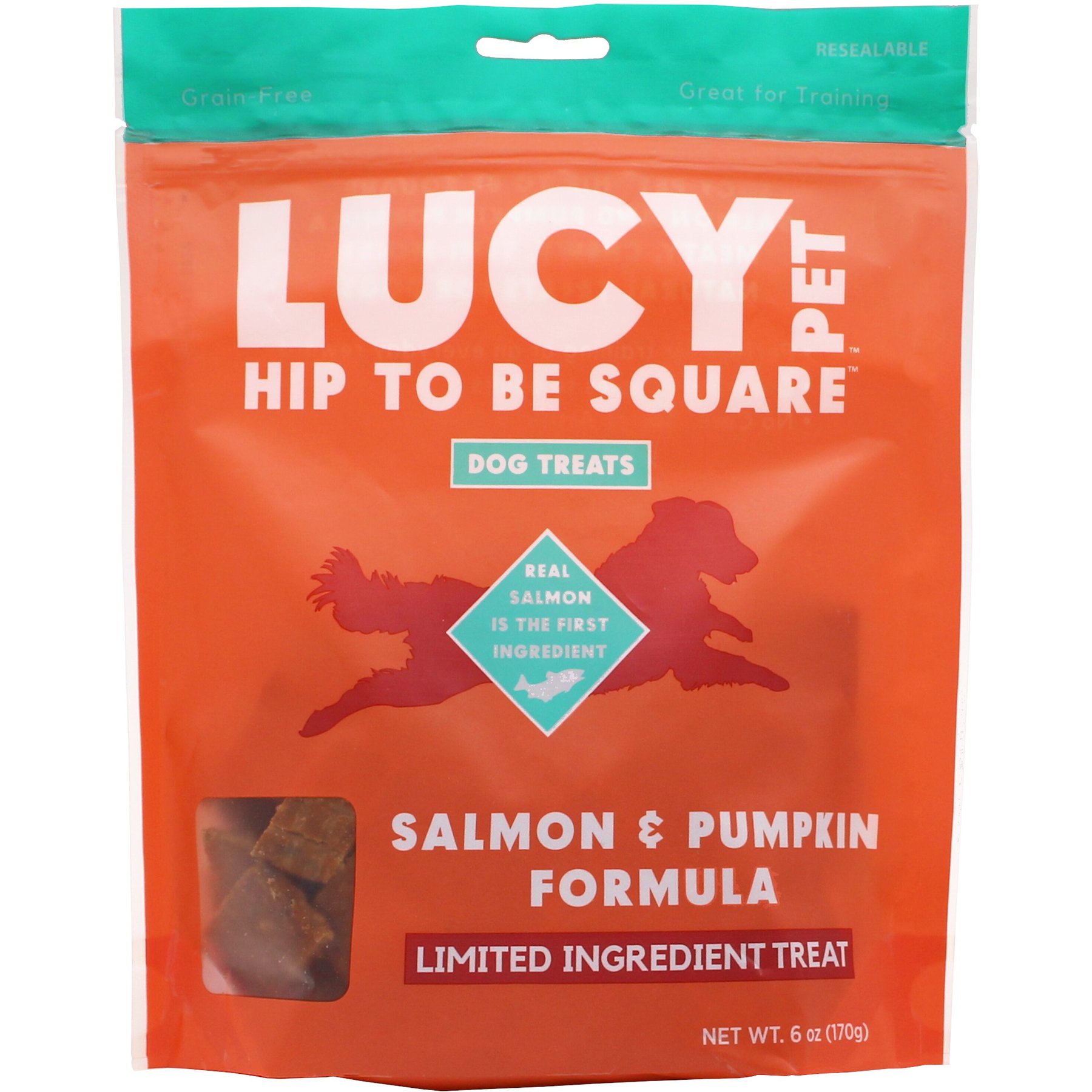 Lucy Pet Products Hip To Be Square Salmon & Pumpkin Formula Grain-Free Dog Treats