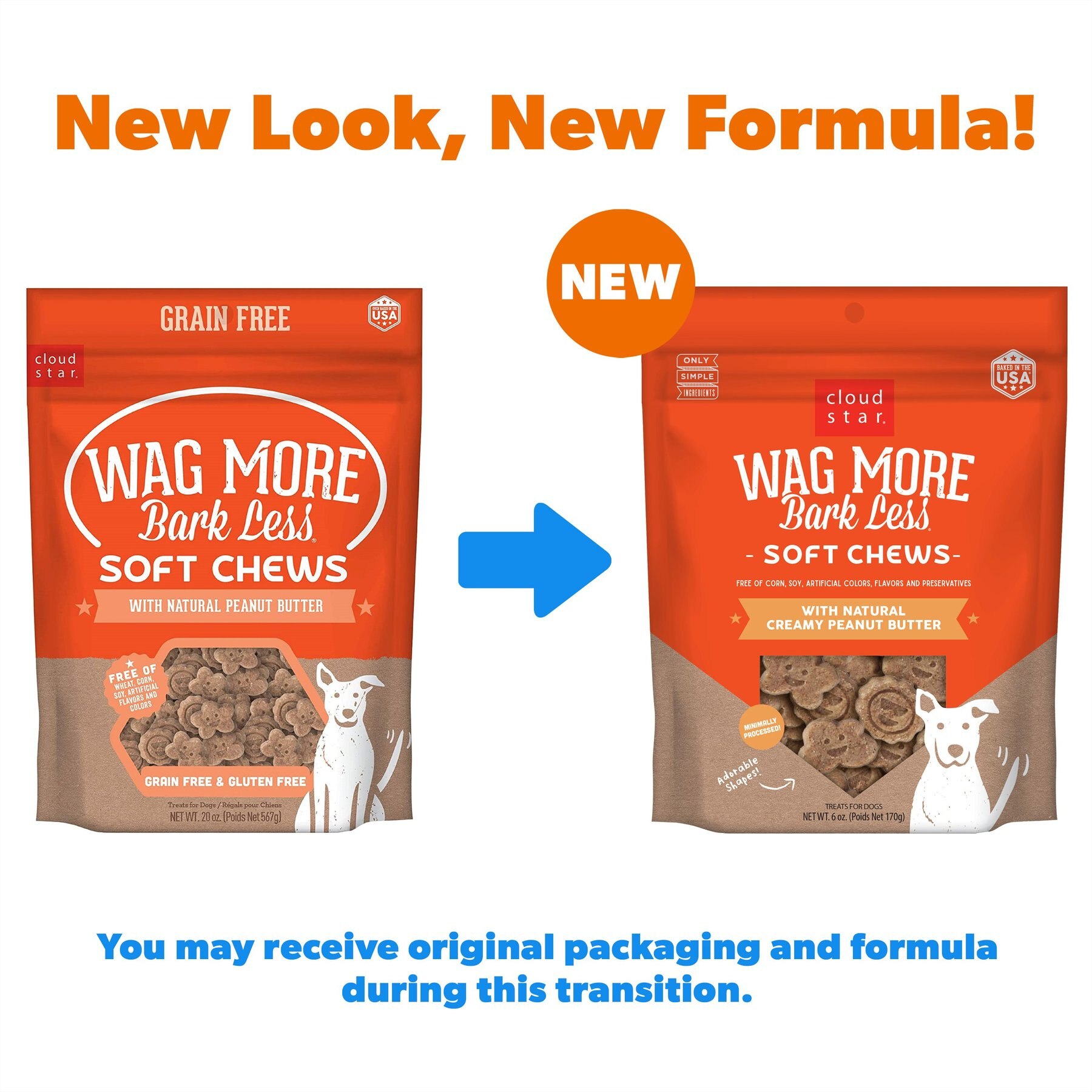 Cloud Star Wag More Bark Less Soft & Chewy with Creamy Peanut Butter Dog Treats