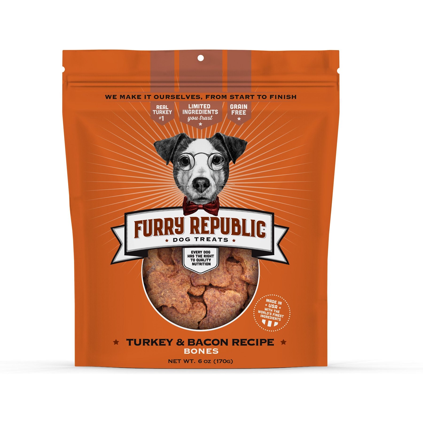 Furry Republic Bones Turkey & Bacon Recipe Grain-Free Dog Treats