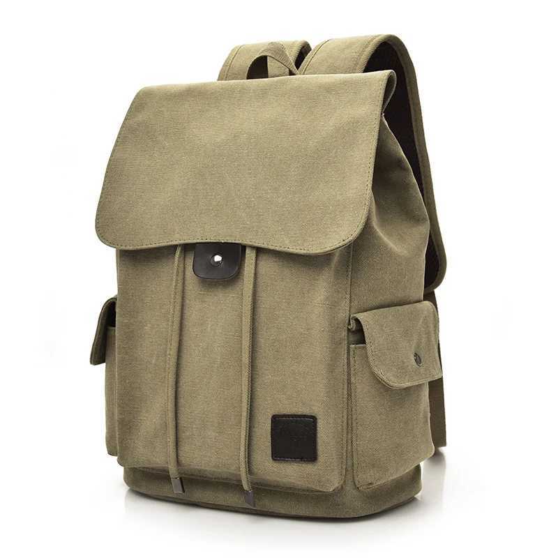 Backpack New High Quality Canvas Men Backpack Large Shoder School Bag Rucksack For Boys Travel Fi Camping Bags Fi Simple Bags Z241121