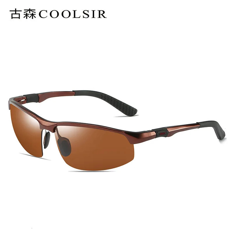 Mens aluminum magnesium sunglasses driving color changing polarizer 3121 240410