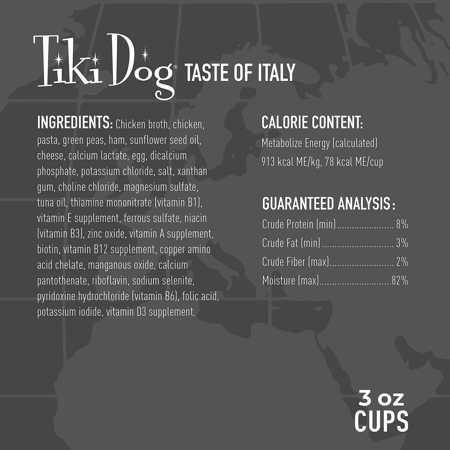 Tiki Dog Taste of Italy Chicken, Pasta & Carbonara Recipe in Broth Wet Dog Food, 3-oz cup, case of 4