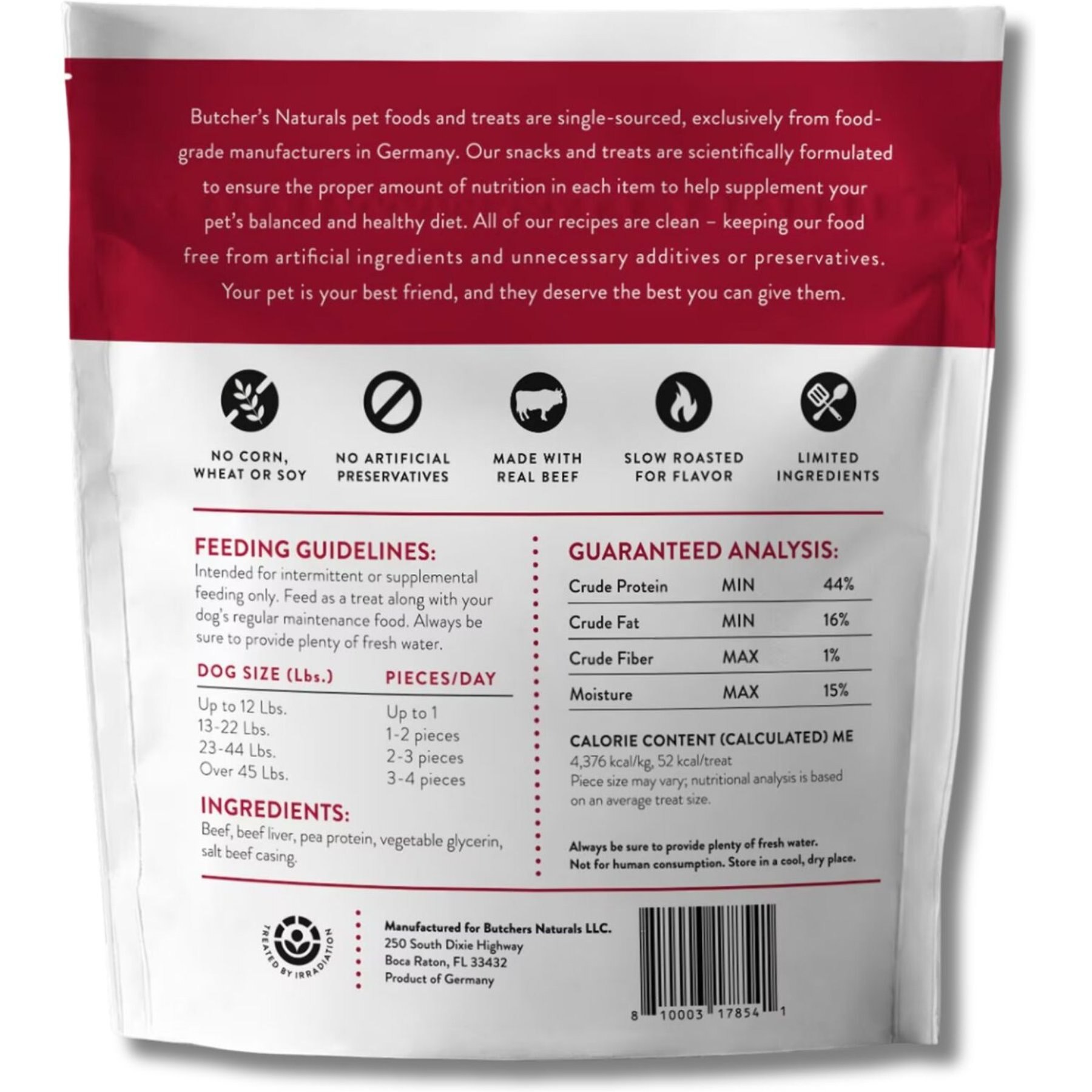Butcher's Naturals Slow Roasted Beef Sausage Soft & Chewy Dog Treats, 10-oz bag