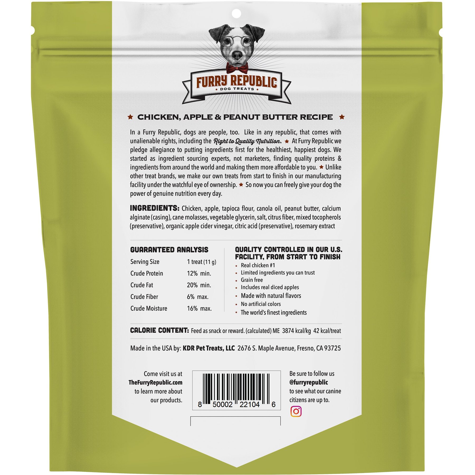 Furry Republic Sticks Chicken, Apple & Peanut Butter Recipe Grain-Free Dog Treats