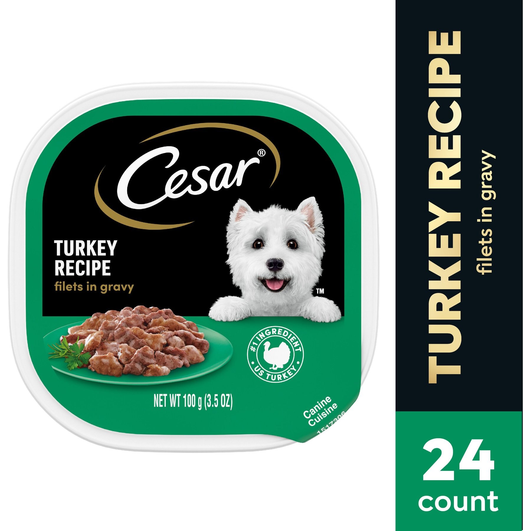Cesar Turkey Recipe Filets in Gravy Small Breed Adult Wet Dog Food Trays