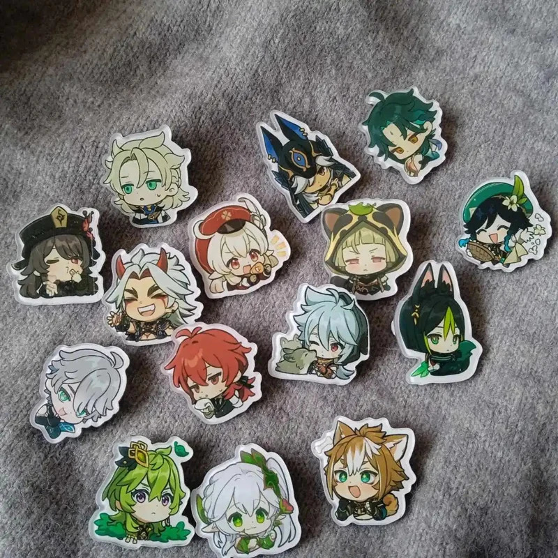 Sell Low Price 56PcsSet 23cm Anime Genshin Impact Acrylic Brooch Pin Cosplay Badge Accessories For Clothes Backpack Gifts 240412