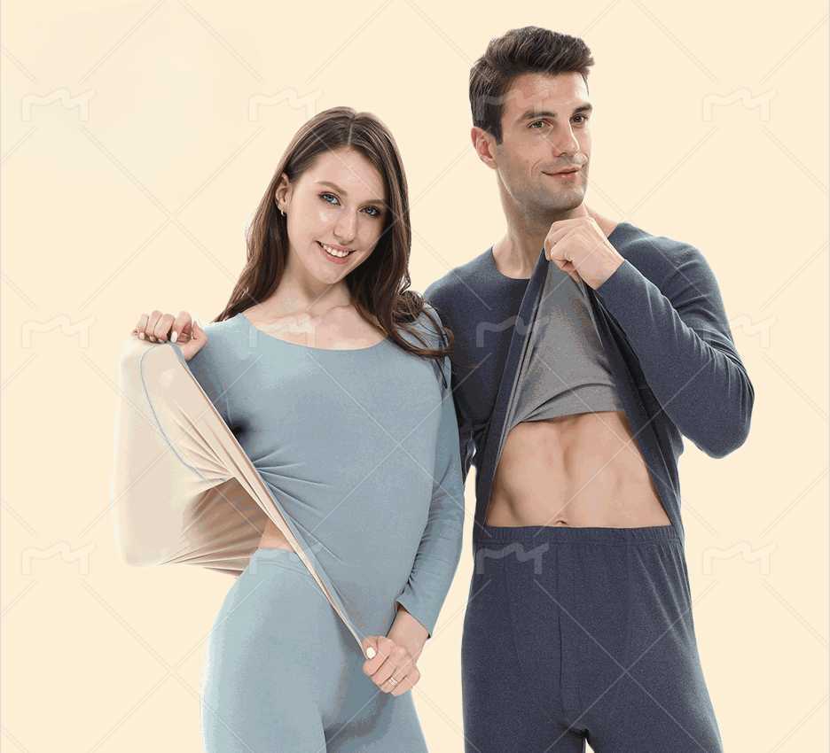 Men's Thermal Underwear AB Face Cationic Women's Thermal Underwear Set Men Plus Velvet De Seamless Men's Long Johns Thermal Underwear S
