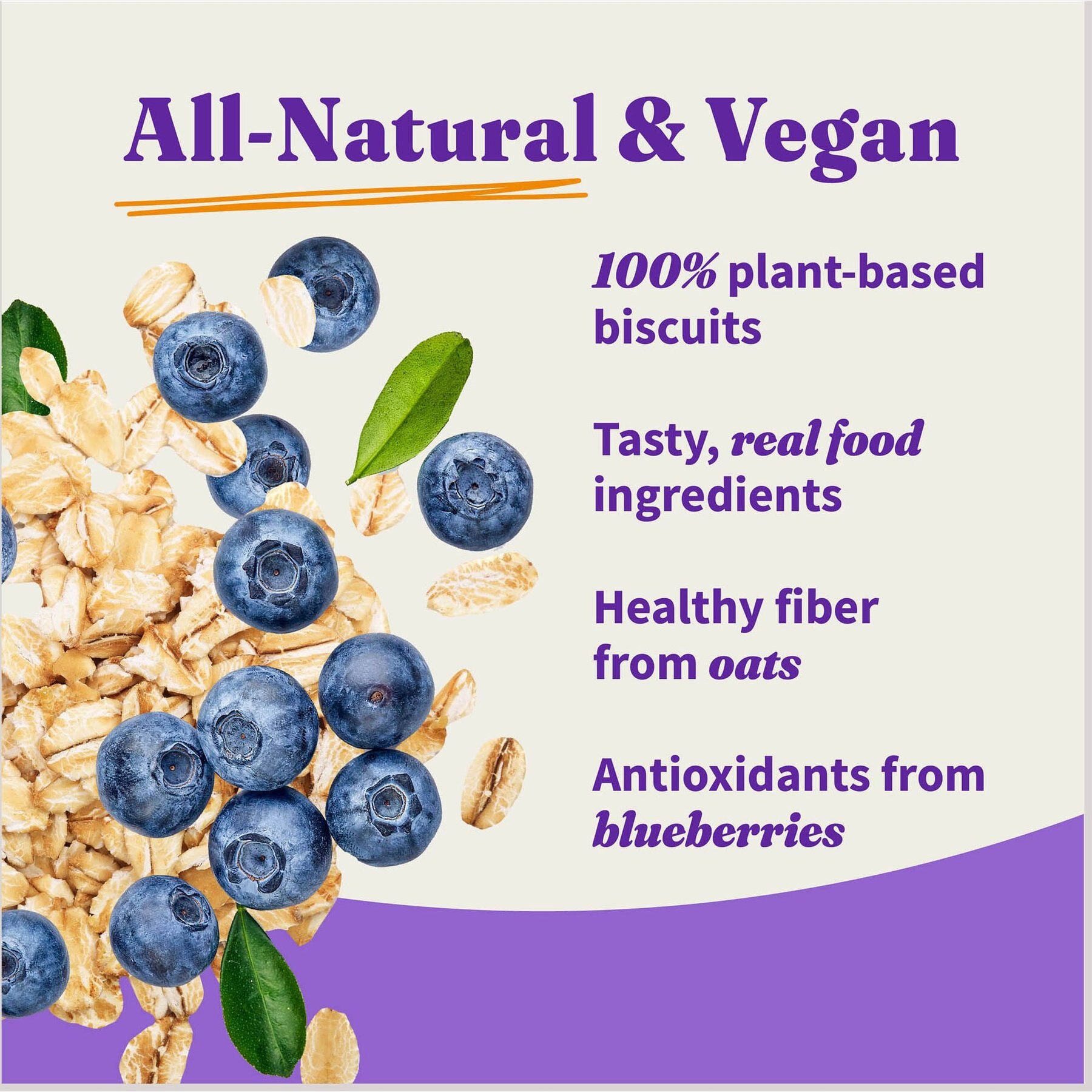Halo Plant Based Dog Treats with Oats & Blueberries Vegan Dog Treats, 8-oz bag