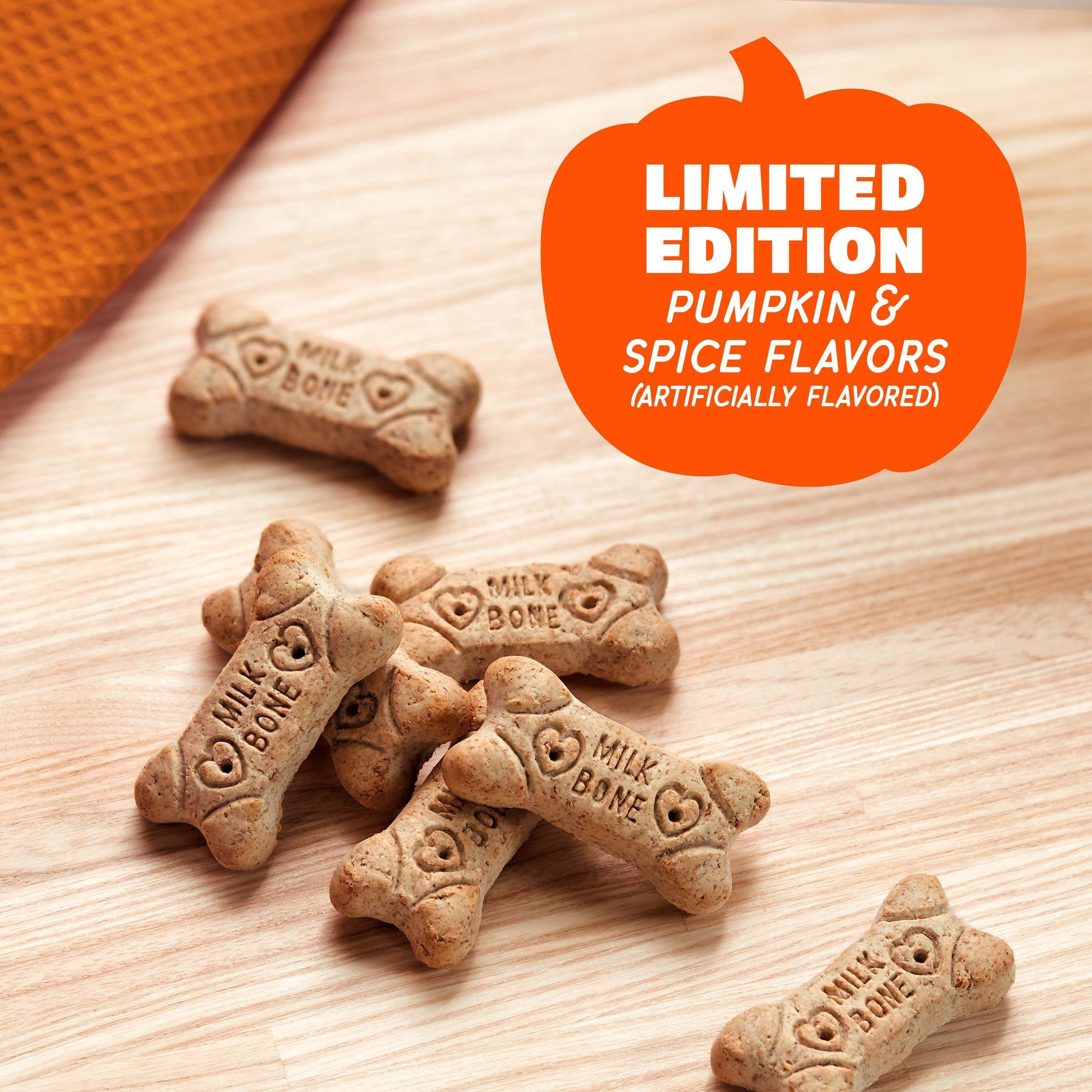 Milk-Bone Pup-kin Spice Artificial Pumpkin & Spice Flavor Biscuits Dog Treats, Small, 8-oz bag