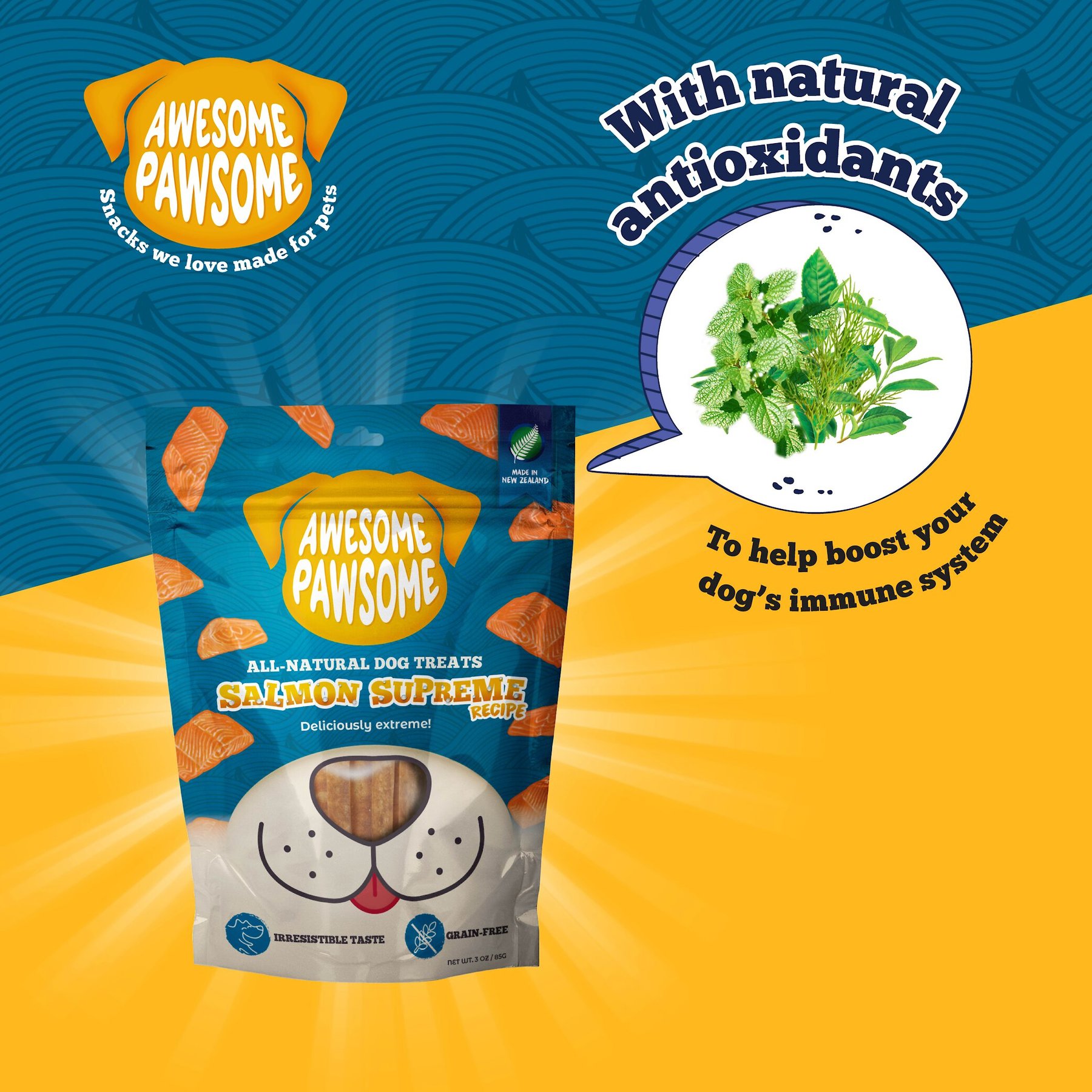 Awesome Pawsome Salmon Supreme Recipe Dog Treats, 3-oz bag