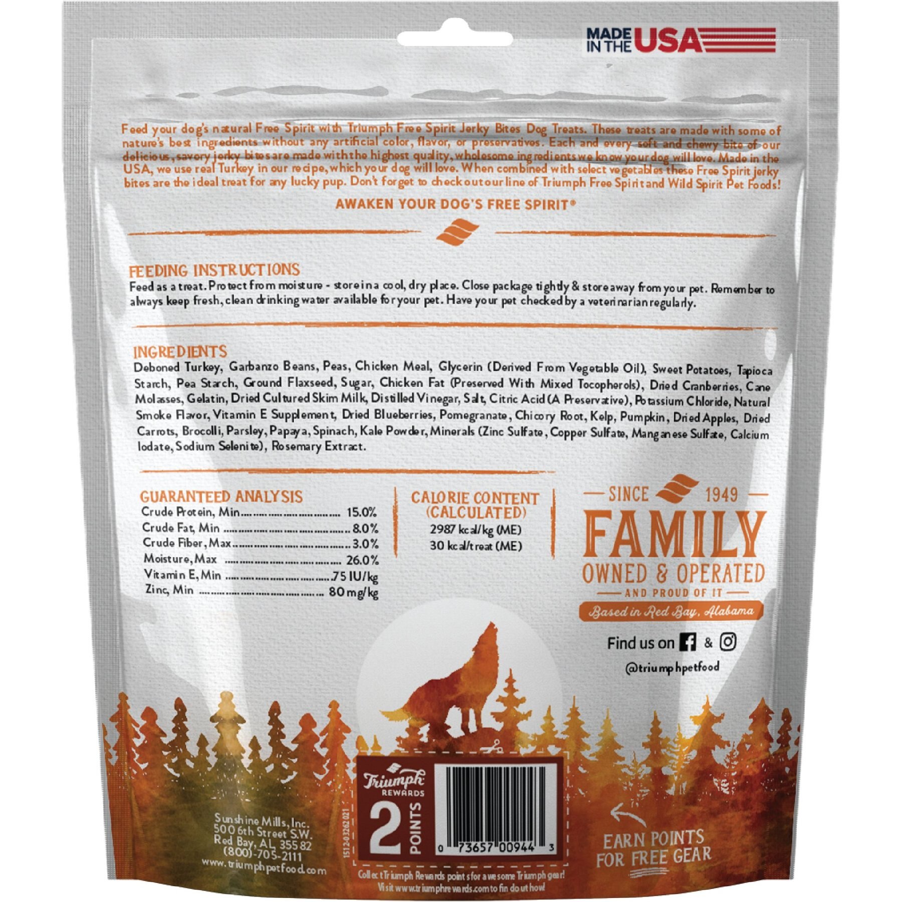 Triumph Free Spirit Jerky Bites Deboned Turkey, Vegetable & Cranberry Grain-Free Dog Treats