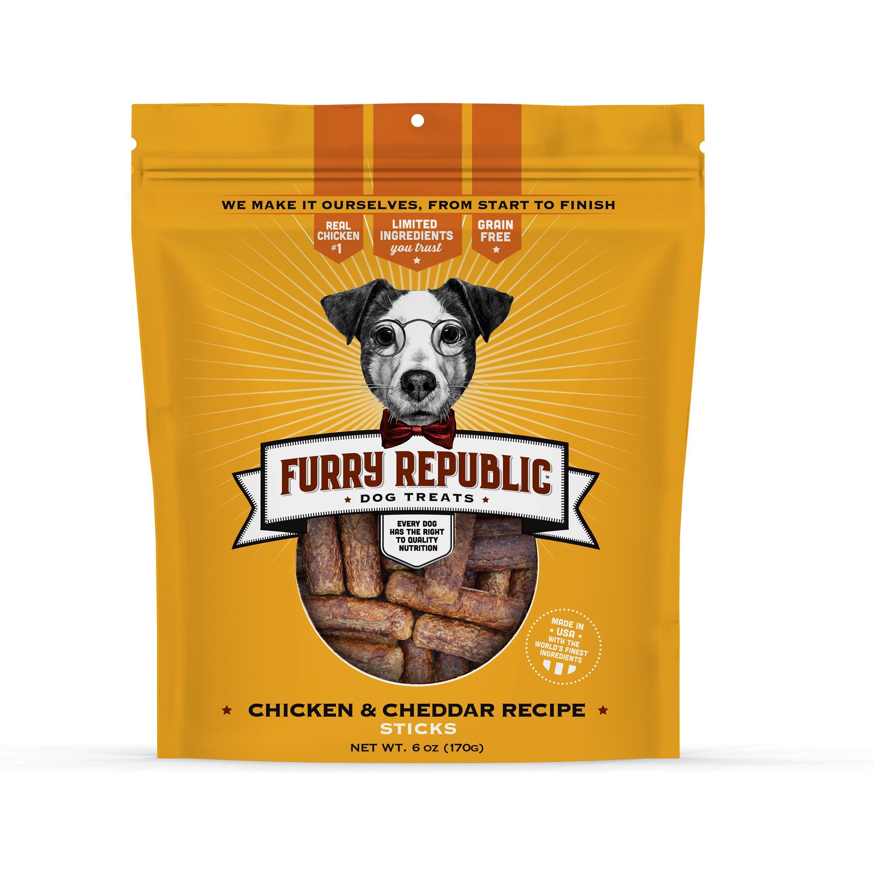 Furry Republic Sticks Chicken & Cheddar Recipe Grain-Free Dog Treats