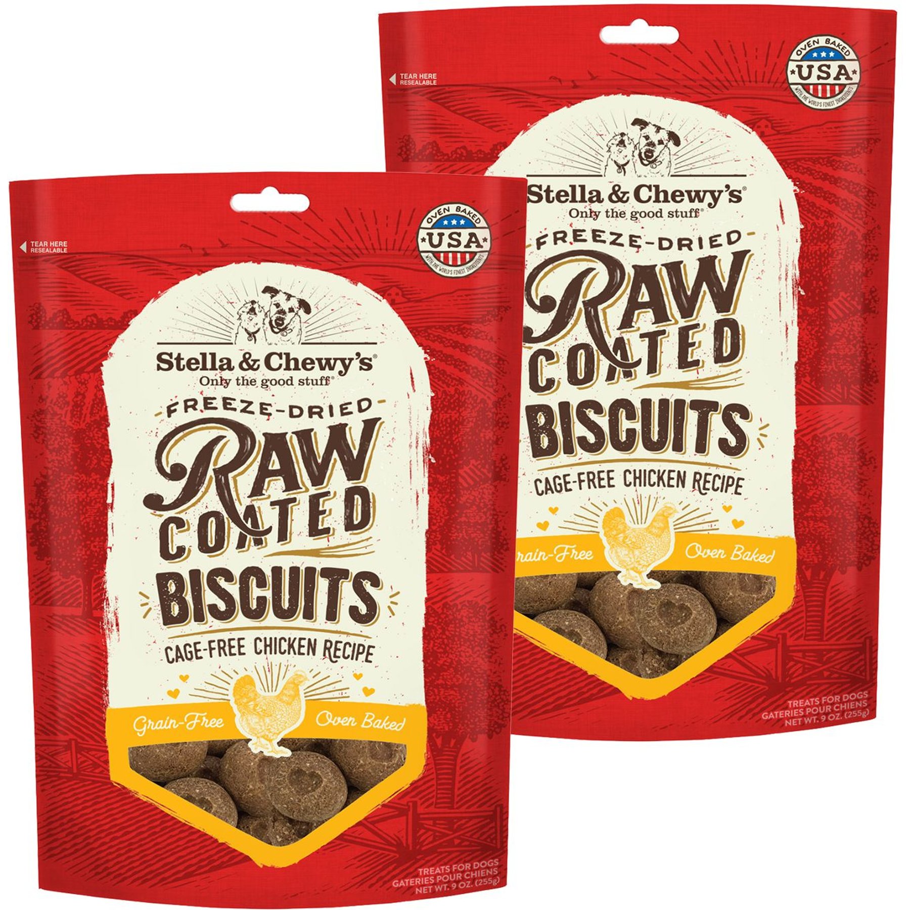 Stella & Chewy's Raw Coated Biscuits Cage-Free Chicken Recipe Freeze-Dried Grain-Free Dog Treats