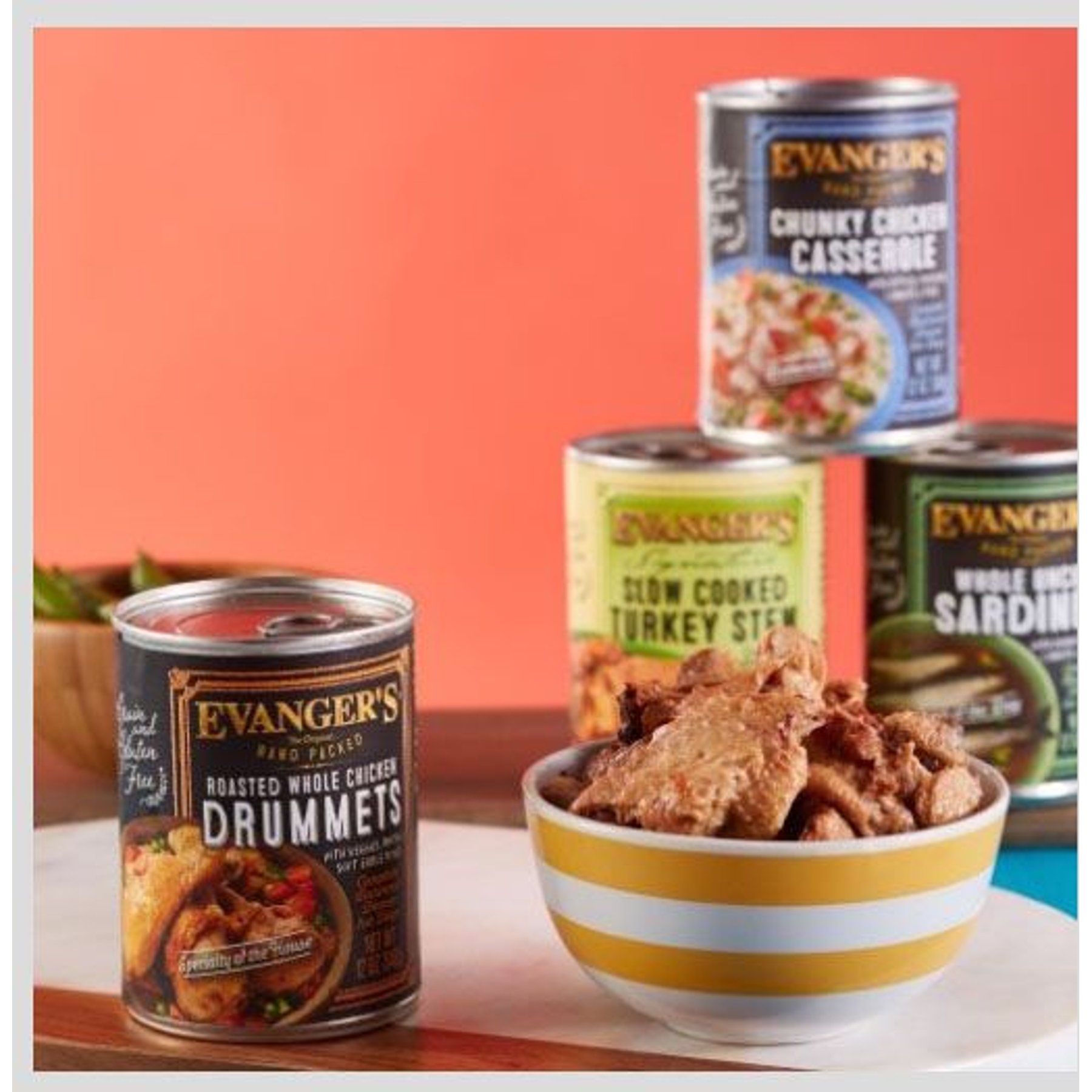 Evanger's Grain-Free Hand Packed Roasted Whole Chicken Drummets Dinner Canned Dog Food