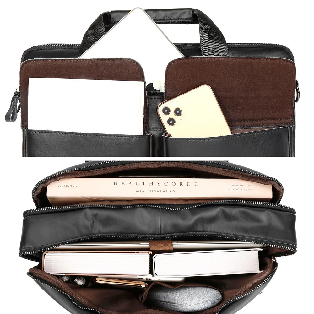 2025S New Free Shipping Designer Bag JOYIR Leather Briefcase 15.6-inch Laptop Mens Office Business Shoulder Messenger Bag Handbag