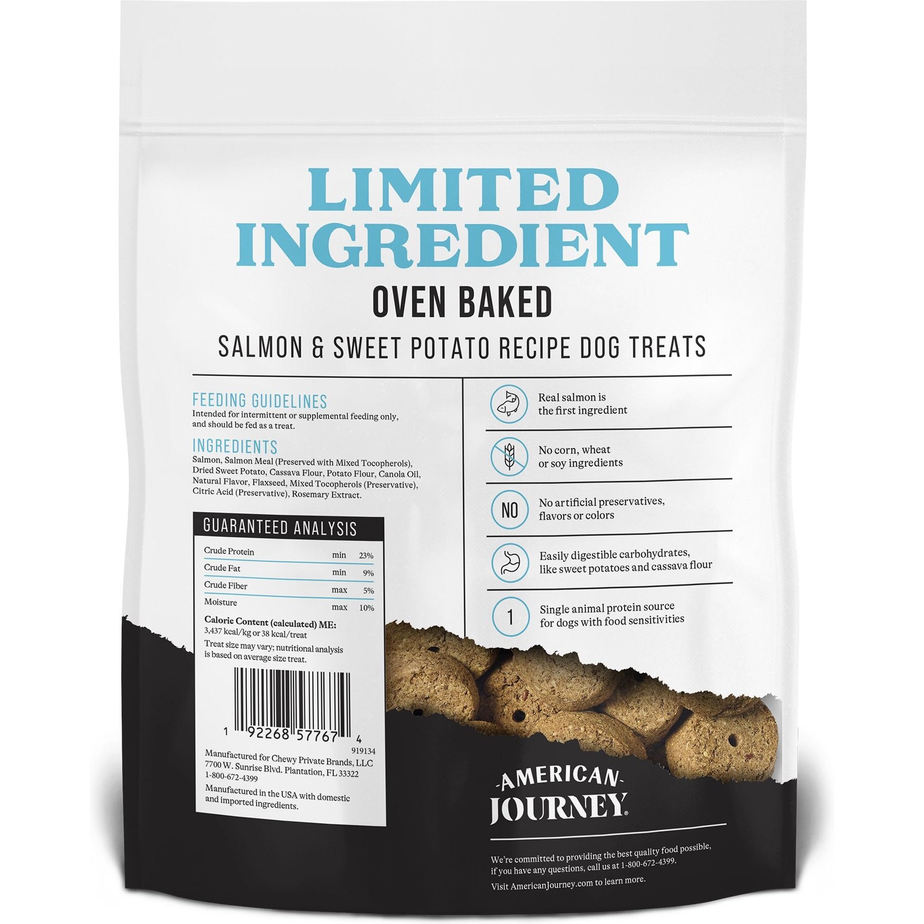 American Journey Salmon & Sweet Potato Recipe Limited Ingredient Dog Treats, 14-oz bag