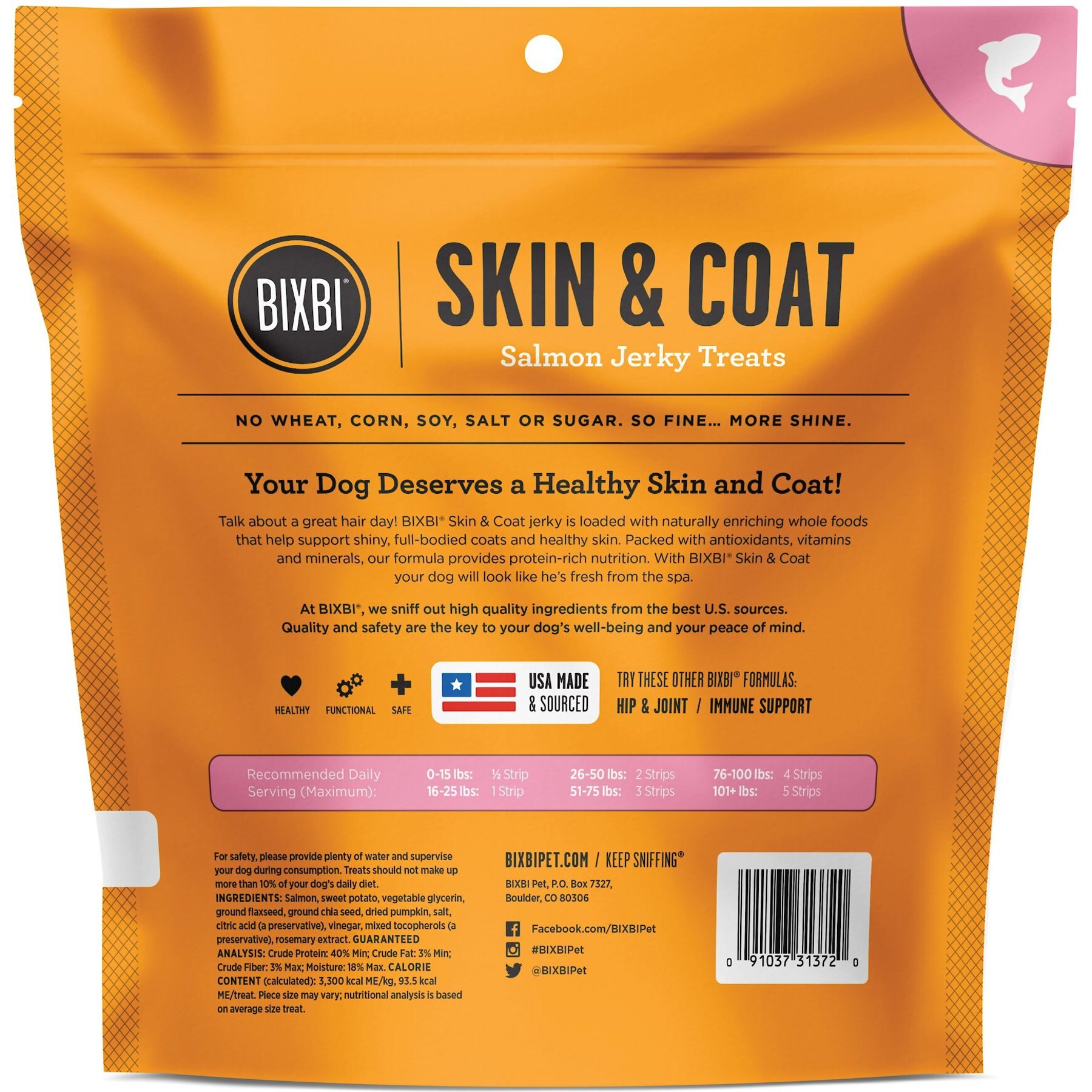 BIXBI Skin & Coat Salmon Jerky Dog Treats
