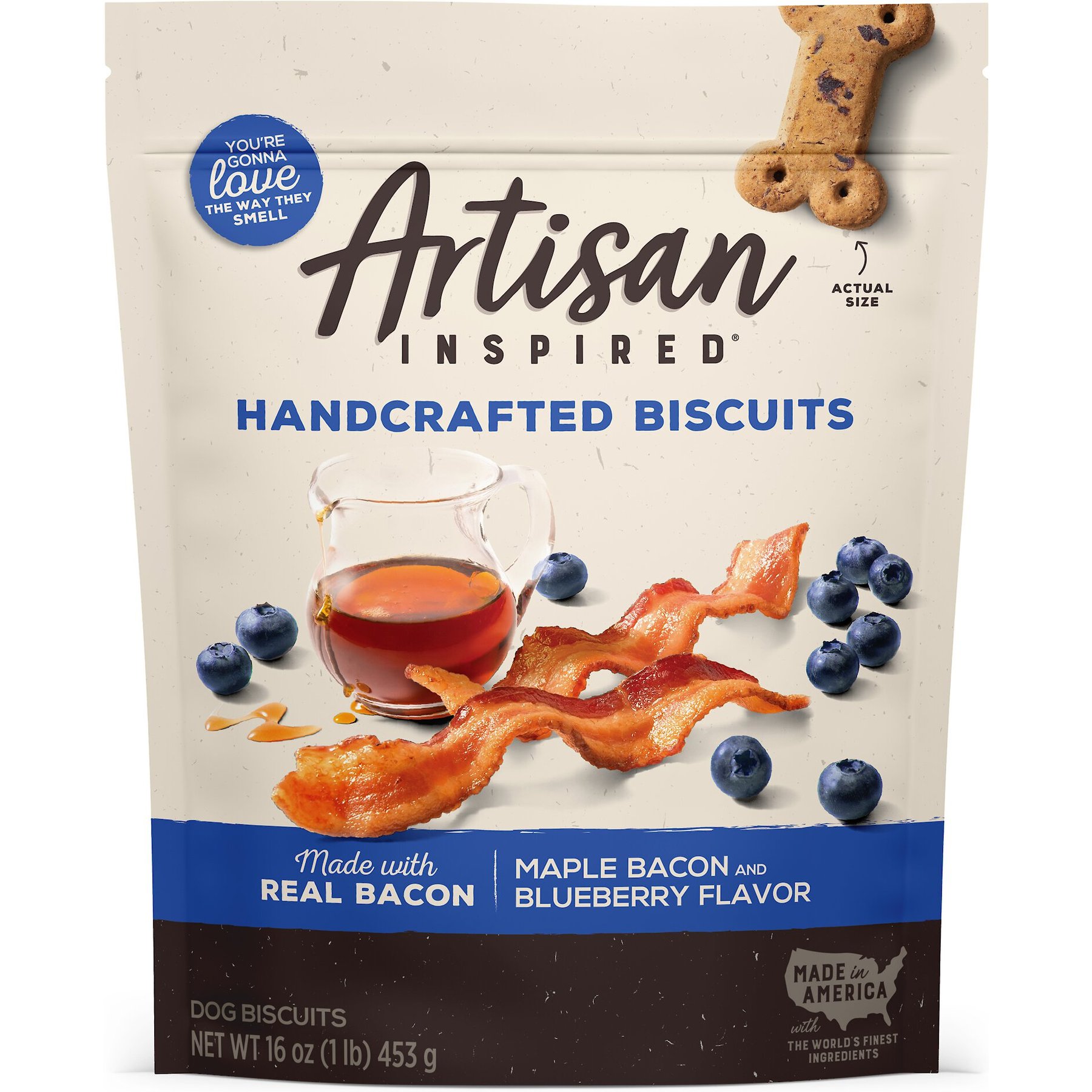 Artisan Inspired Maple Bacon & Blueberry Flavor Biscuits Dog Treats, 16-oz bag