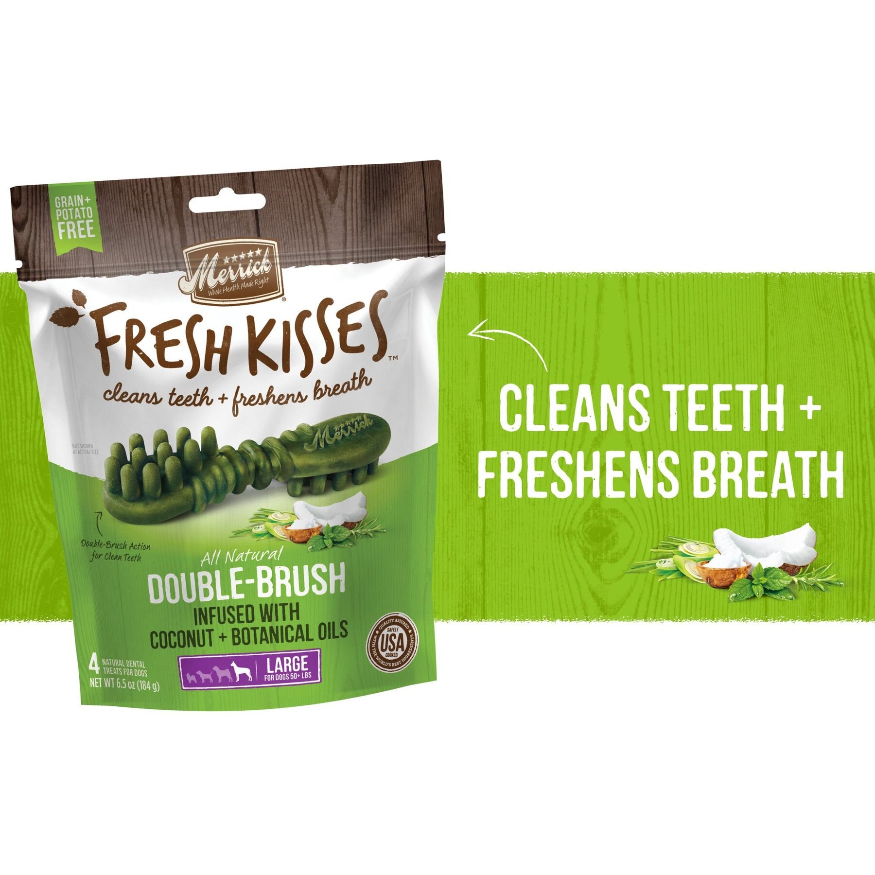 Merrick Fresh Kisses Infused with Coconut Oil & Botanicals Large Dental Dog Treats