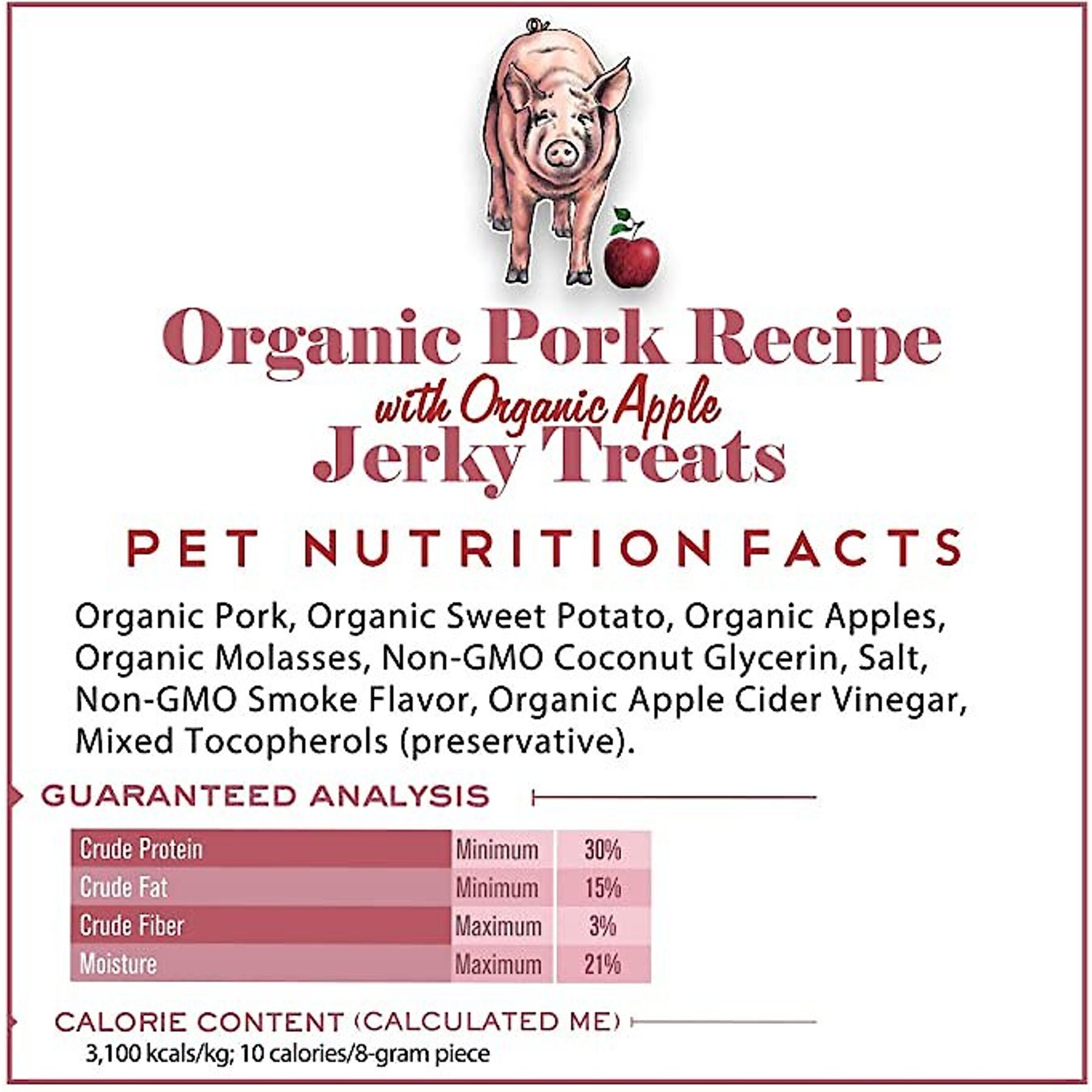 Tender & True Organic Pork Recipe with Organic Apple Jerky Dog Treats, 4-oz bag