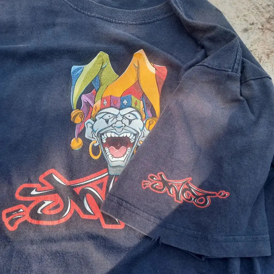 Y2K Vintage JNCO Joker Print T-shirt Plus Size Top Mens and Womens Harajuku Loose Short Sleeve Couple Top 240420