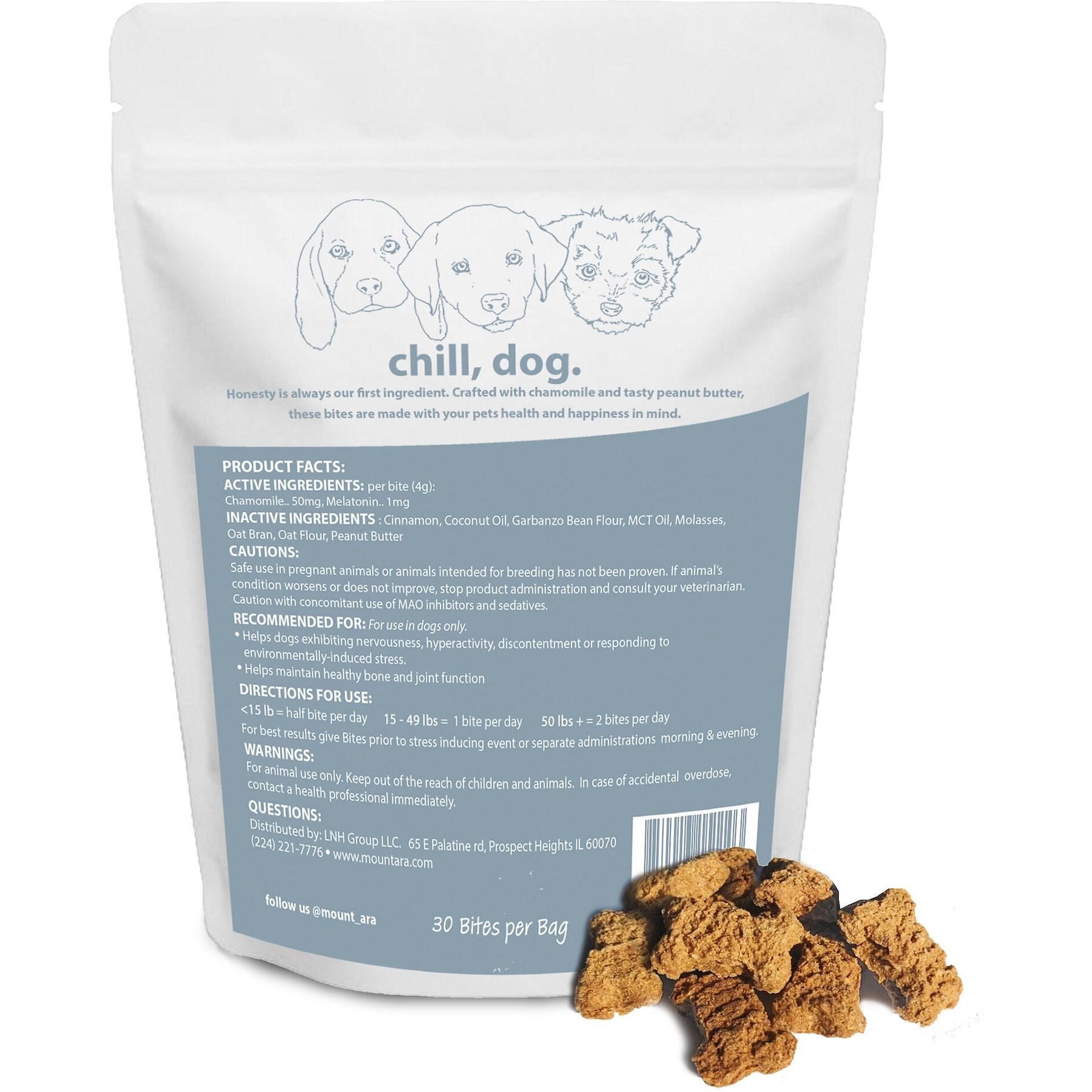 Mount Ara Chill Bites Peanut Butter Dog Treats, 4-oz bag