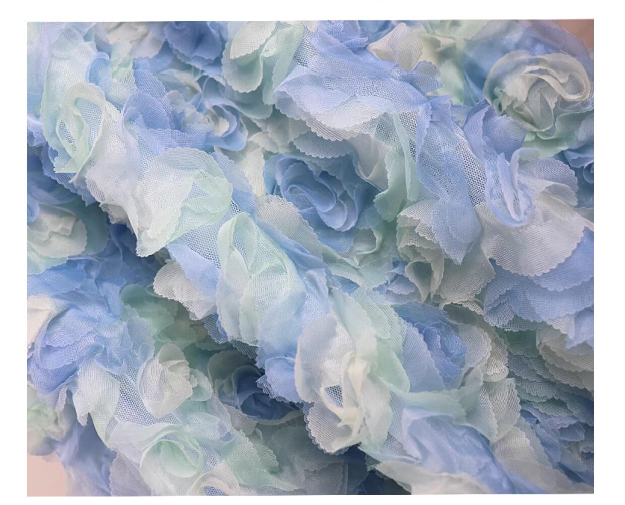 Womens new ball gauze elastic waist blue rose luxury dress long desinger skirt SL