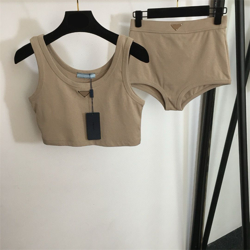 Womens Summer two pcs tracksuits gym sets fashion designer sexy cropped tank tops with short pants women tights outdoor sport clothes