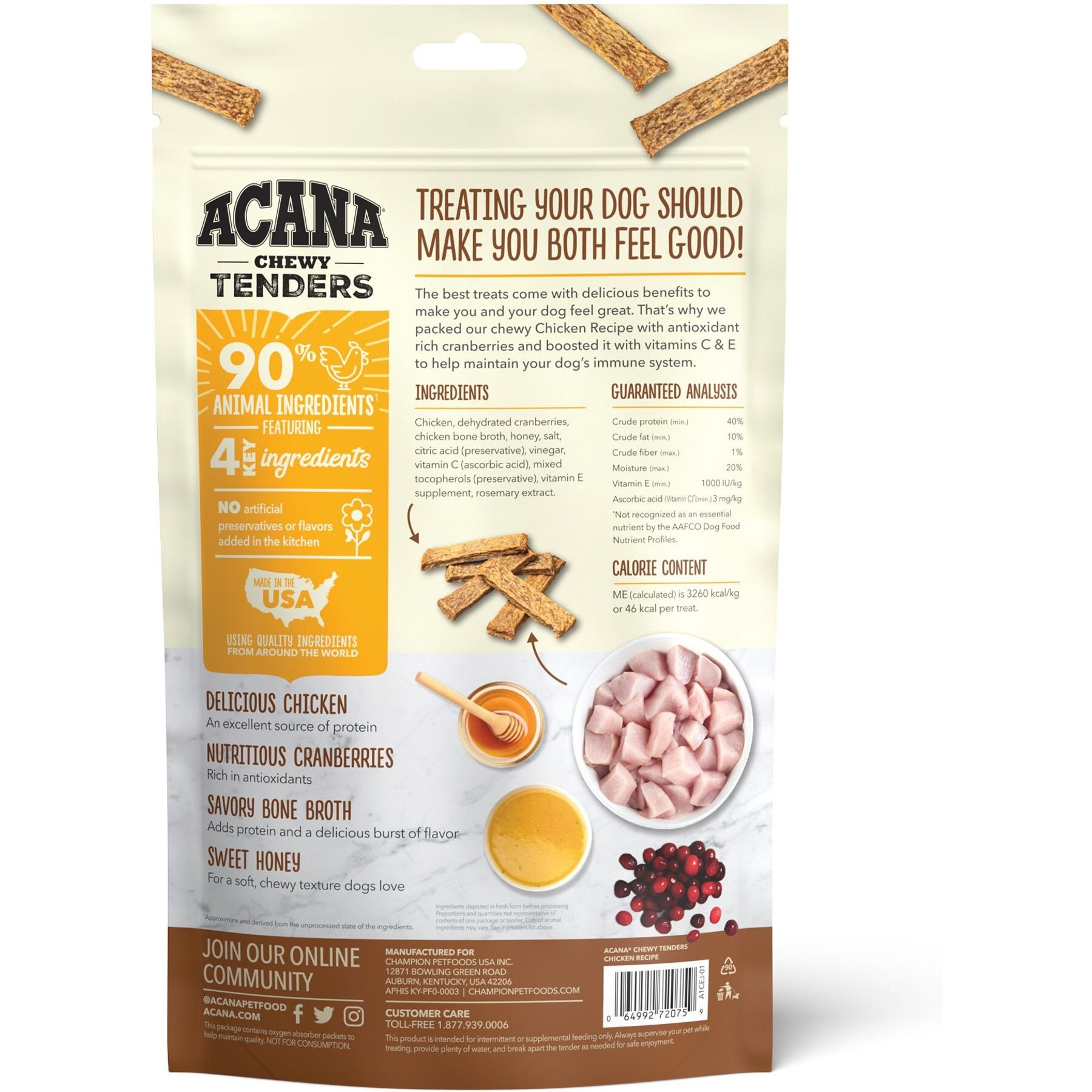 ACANA Chewy Tenders Chicken Jerky Dog Treats, 4-oz bag