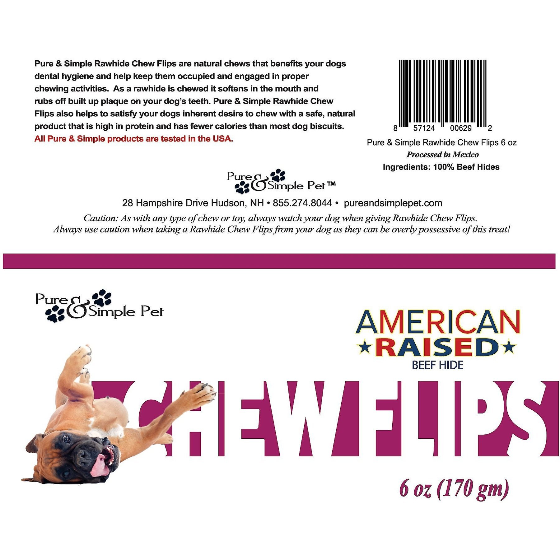 Pure & Simple Pet Rawhide Chew Flips Dog Treat