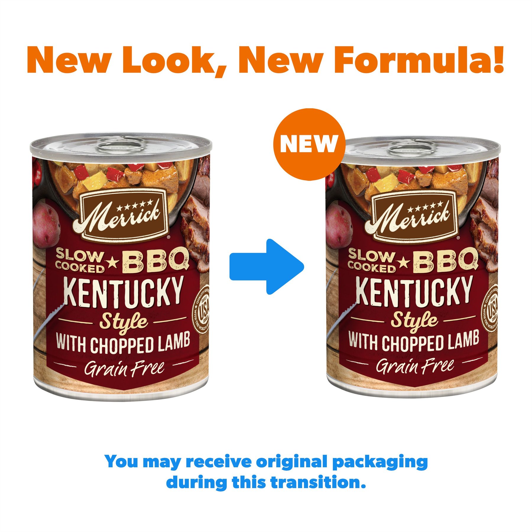 Merrick Grain-Free Slow-Cooked BBQ Kentucky Style with Chopped Lamb Wet Dog Food, 12.7-oz can, case of 12