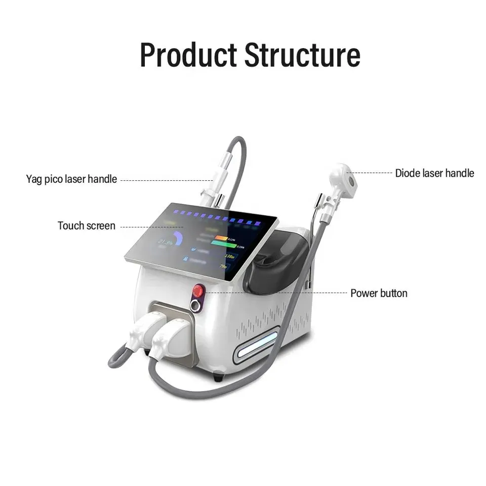 New Portable Nd Yag Pico Laser Tattoo Removal Ice 755nm 1064nm 808 nm Diode Laser Hair Removal Machine