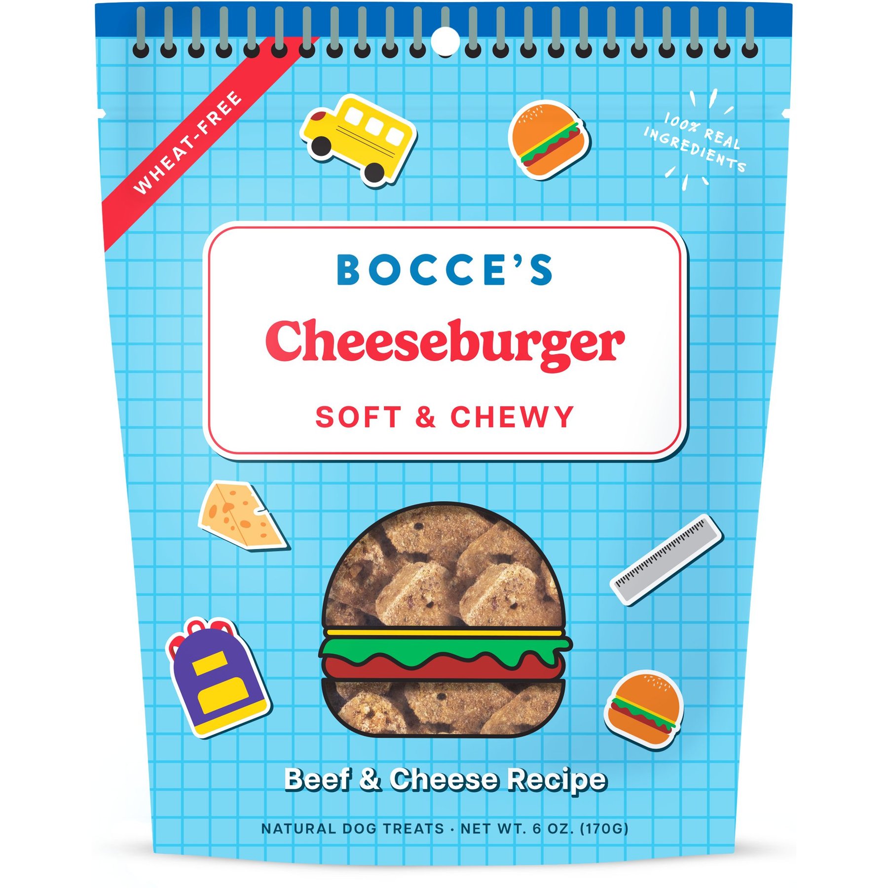 Bocce's Bakery Cheeseburger Beef Flavor Soft & Chewy Dog Treats, 6-oz bag