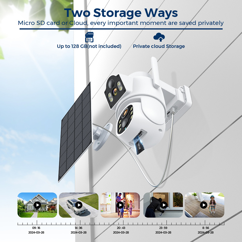 TQ9 4MP Wireless Solar Camera Dual lens WiFi PTZ Camera Outdoor Built-in Battery Video CCTV Surveillance Camera Long Time Standby
