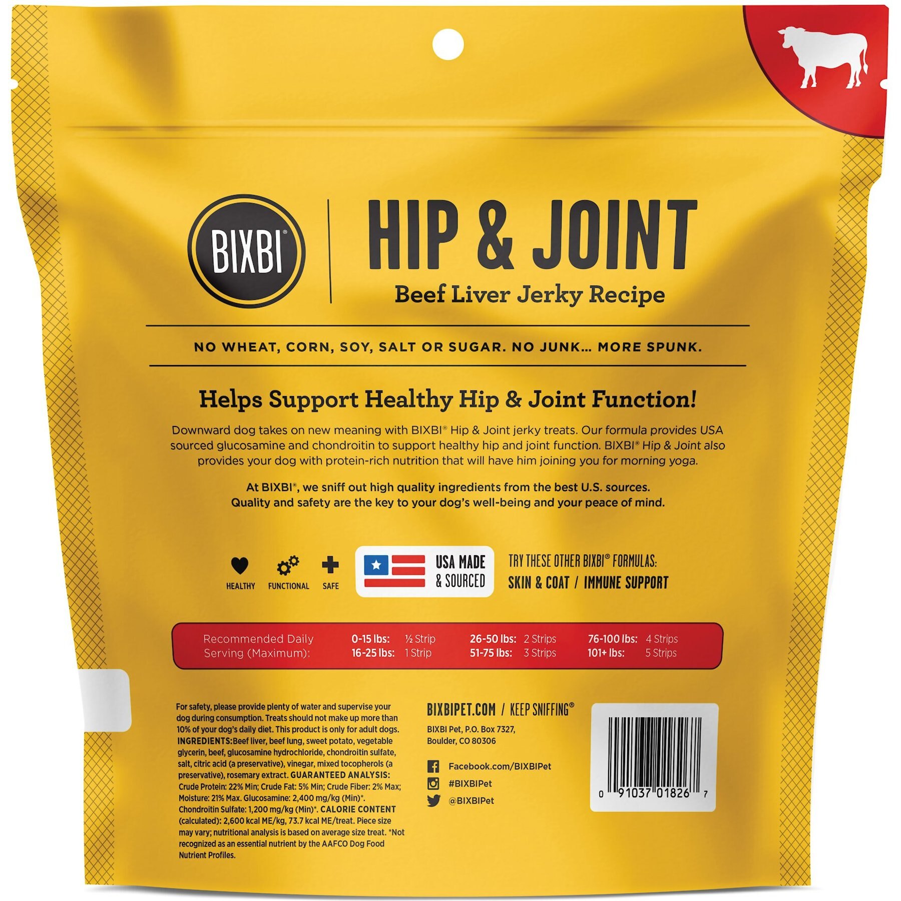 BIXBI Hip & Joint Beef Liver Jerky Recipe Dog Treats