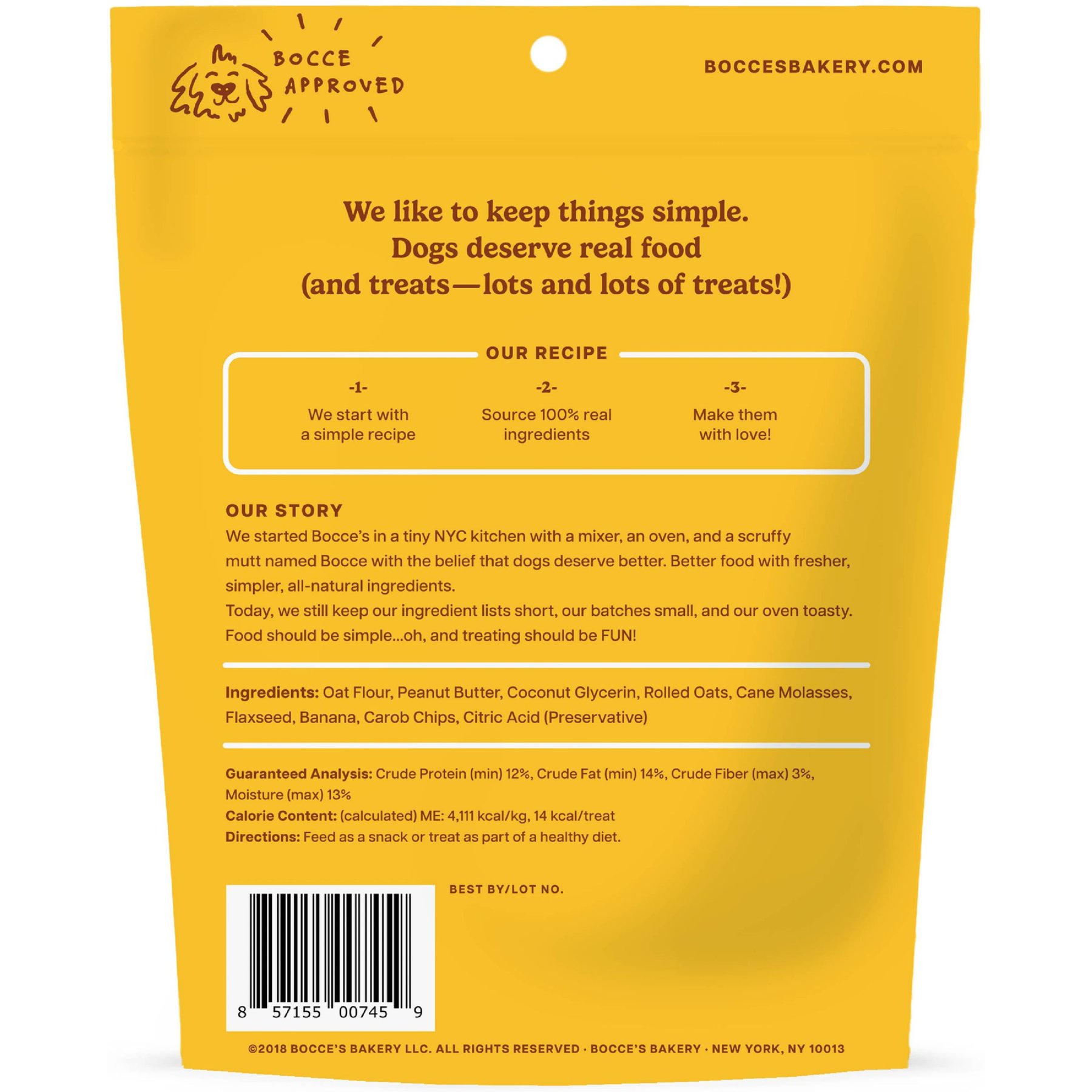 Bocce's Bakery Soft & Chewy Peanut Butter & Banana Recipe Dog Treats
