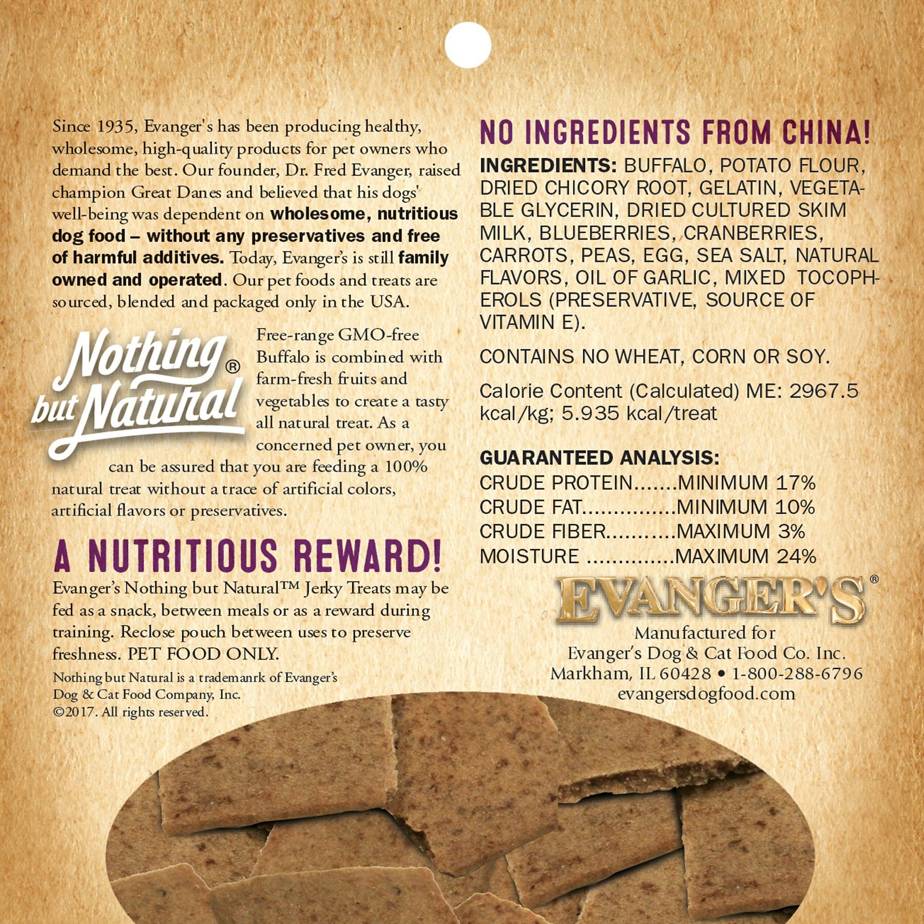Evanger's Nothing But Natural Buffalo with Fruits & Vegetables Jerky Dog Treats