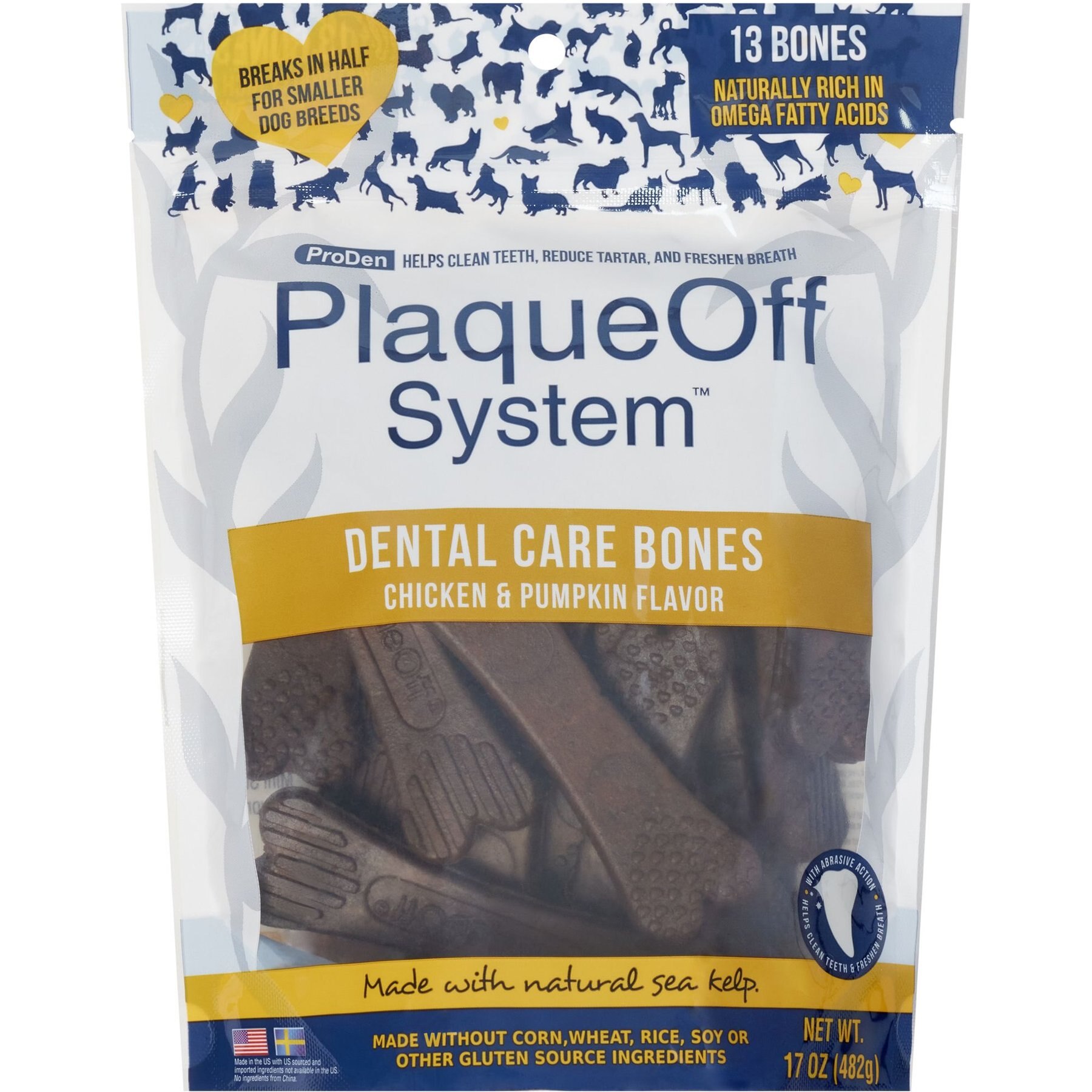 ProDen PlaqueOff System Chicken & Pumpkin Flavored Dental Bone Dog Treats