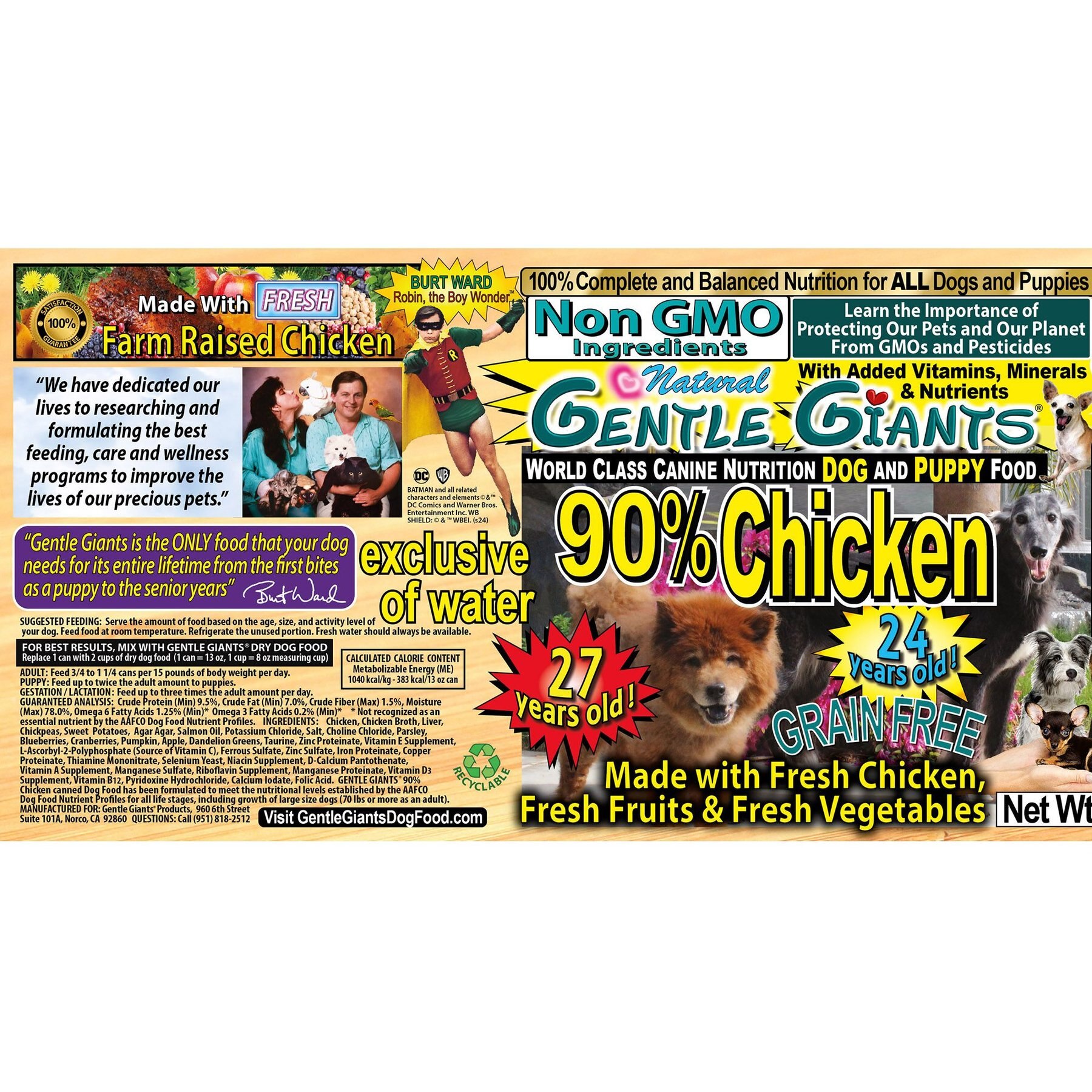 Gentle Giants Natural Non-GMO Puppy Grain-Free Chicken Wet Dog Food