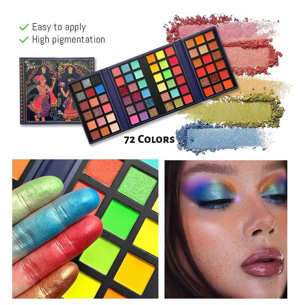 72 Colors Glitter Eyeshadow Palette Matte Waterproof Long Lasting Pressed Powder Cosmetics Kit Fashion Women Eye MakeUp PalletXJ250520