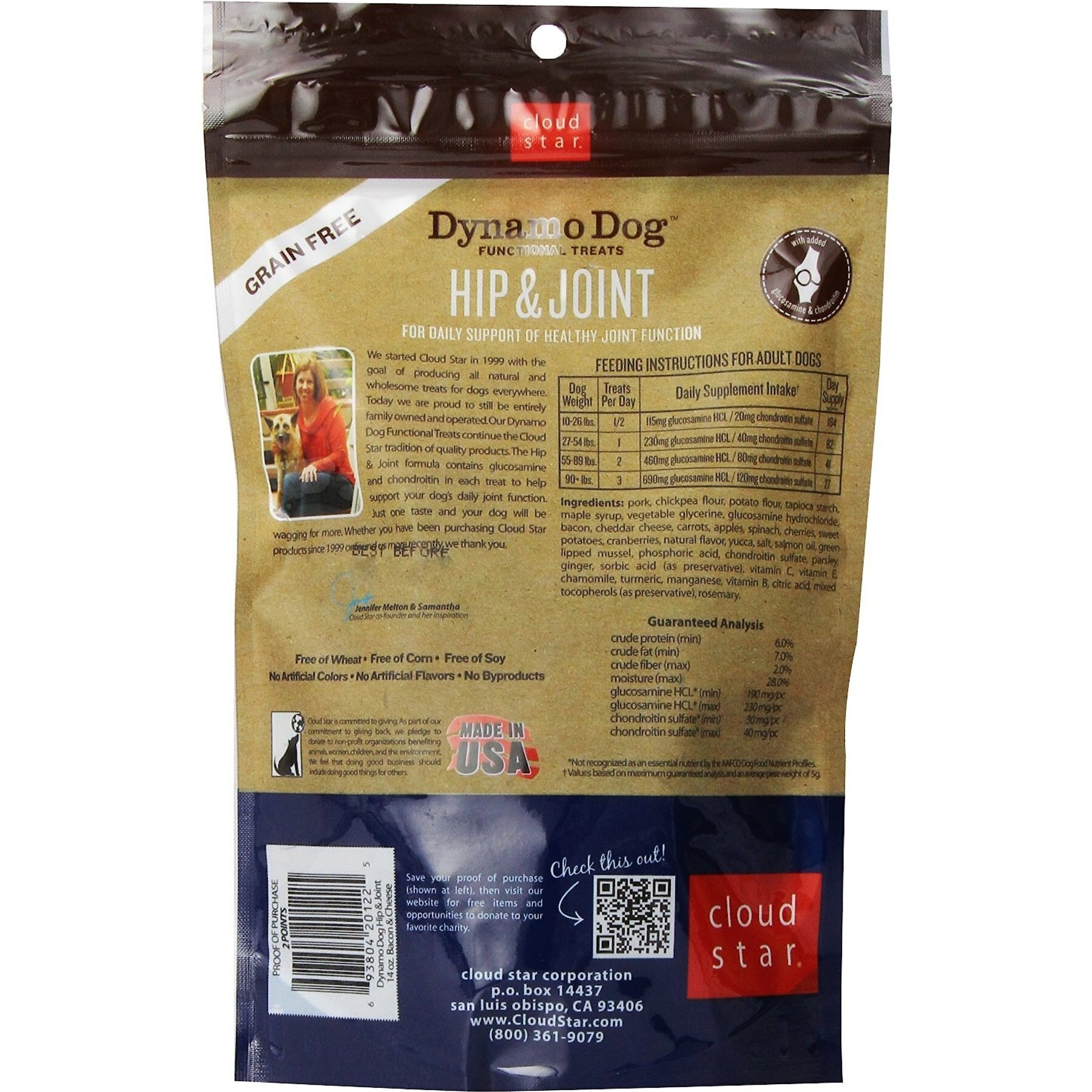 Cloud Star Dynamo Dog Hip & Joint Soft Chews Bacon & Cheese Formula Grain-Free Dog Treats
