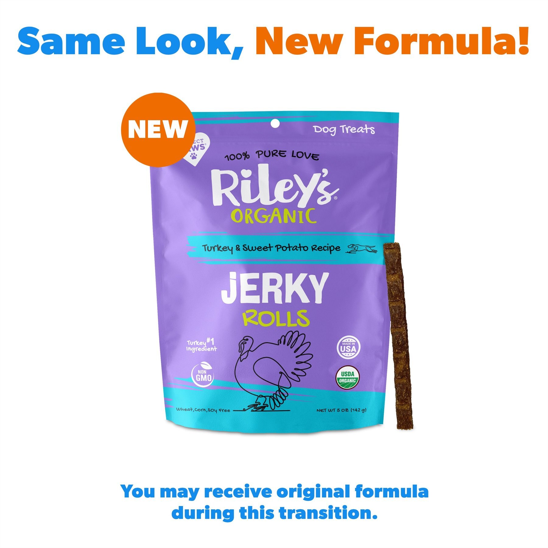 Riley's Jerky Rolls Turkey & Sweet Potato Dog Treats, 5-oz pouch