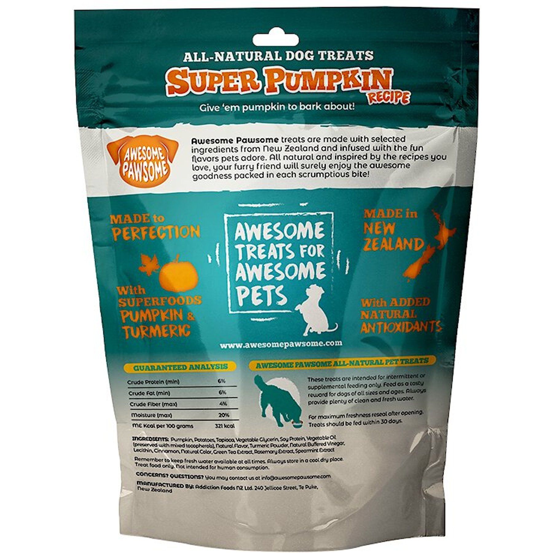 Awesome Pawsome Super Pumpkin Recipe Dog Treats, 3-oz bag