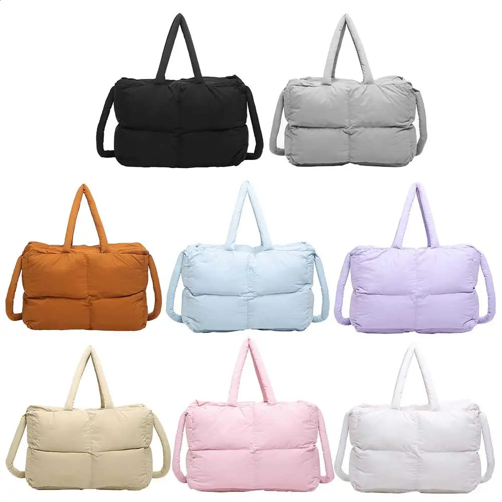 Puffer handbag large bedding shoulder bag lightweight handbag soft cushion pillow shopping bag suitable for womens work and travel 250120