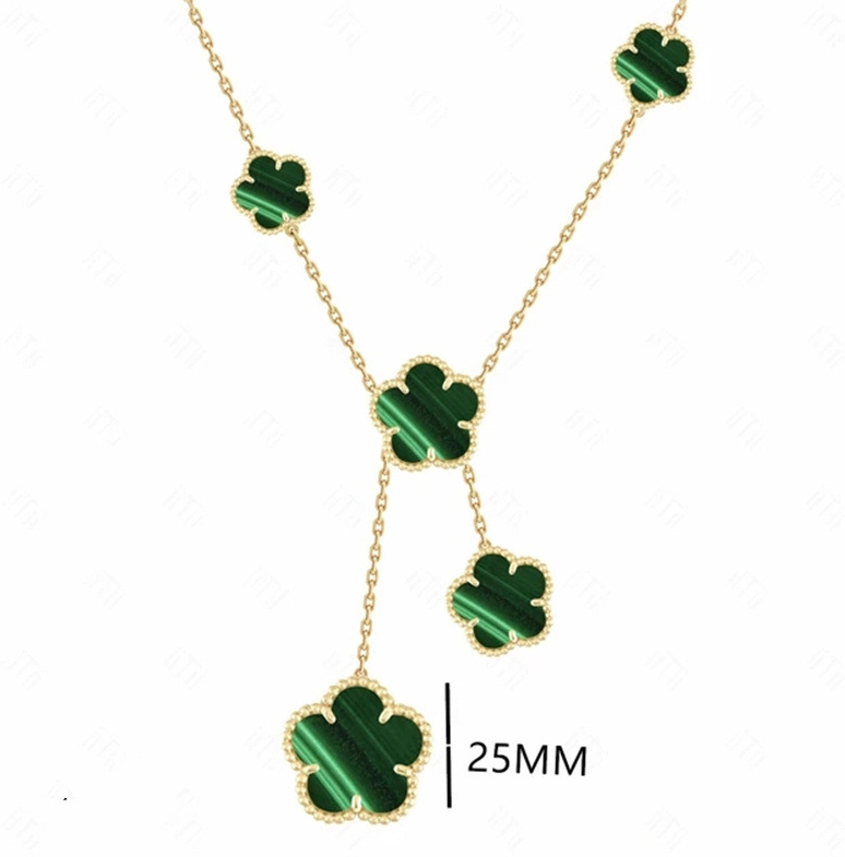 Classic 3+1 Leaf Clover Vogue Women Mother Of Pearl Pendant Copper Material Chain Plated Gold Necklace Five Wer Will Not Fade Jewelry G