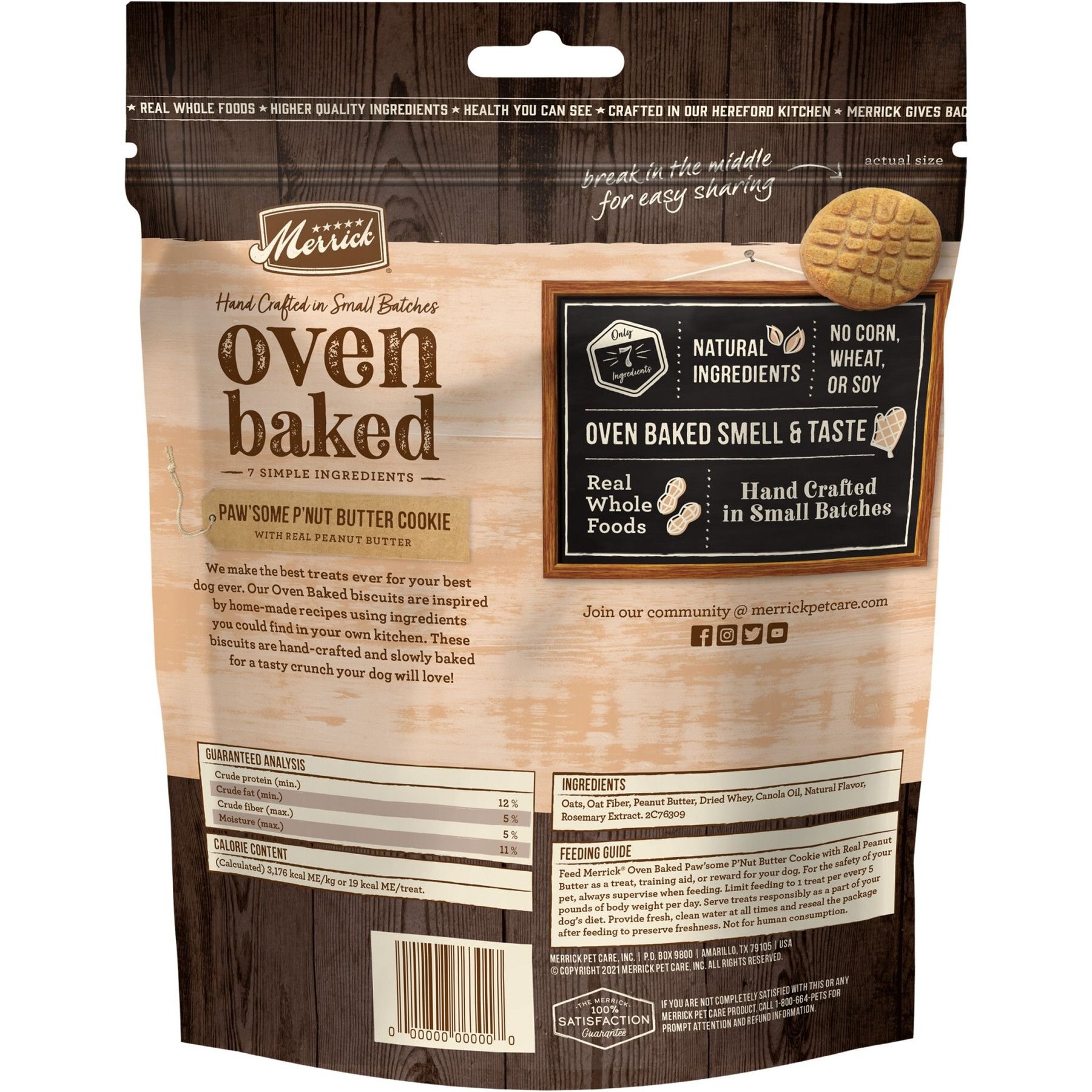 Merrick Oven Baked Paw'some Peanut Butter with Real Peanut Butter Dog Treats