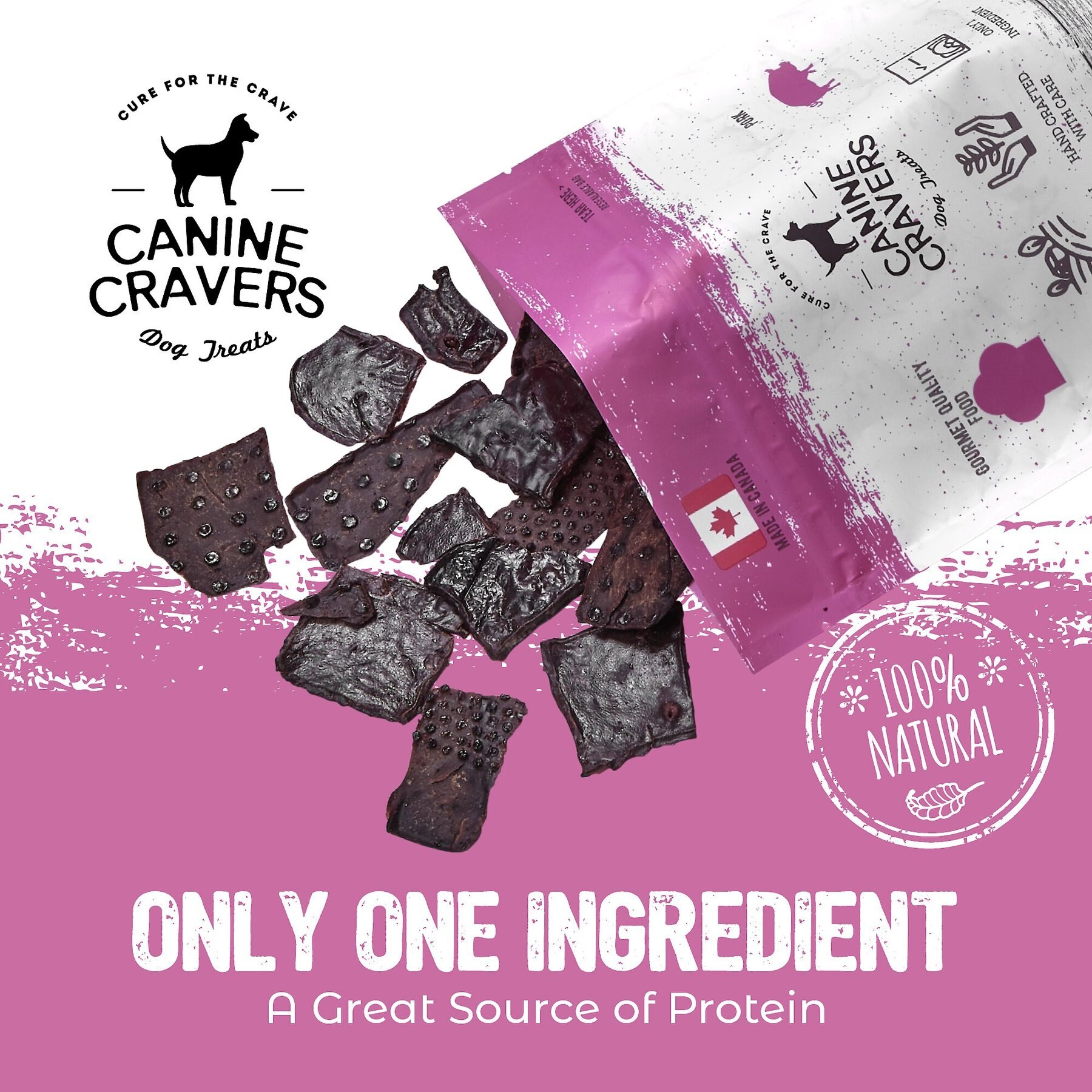 Canine Cravers Tender Pork Thins Dehydrated Dog Treats, 5.3-oz pouch